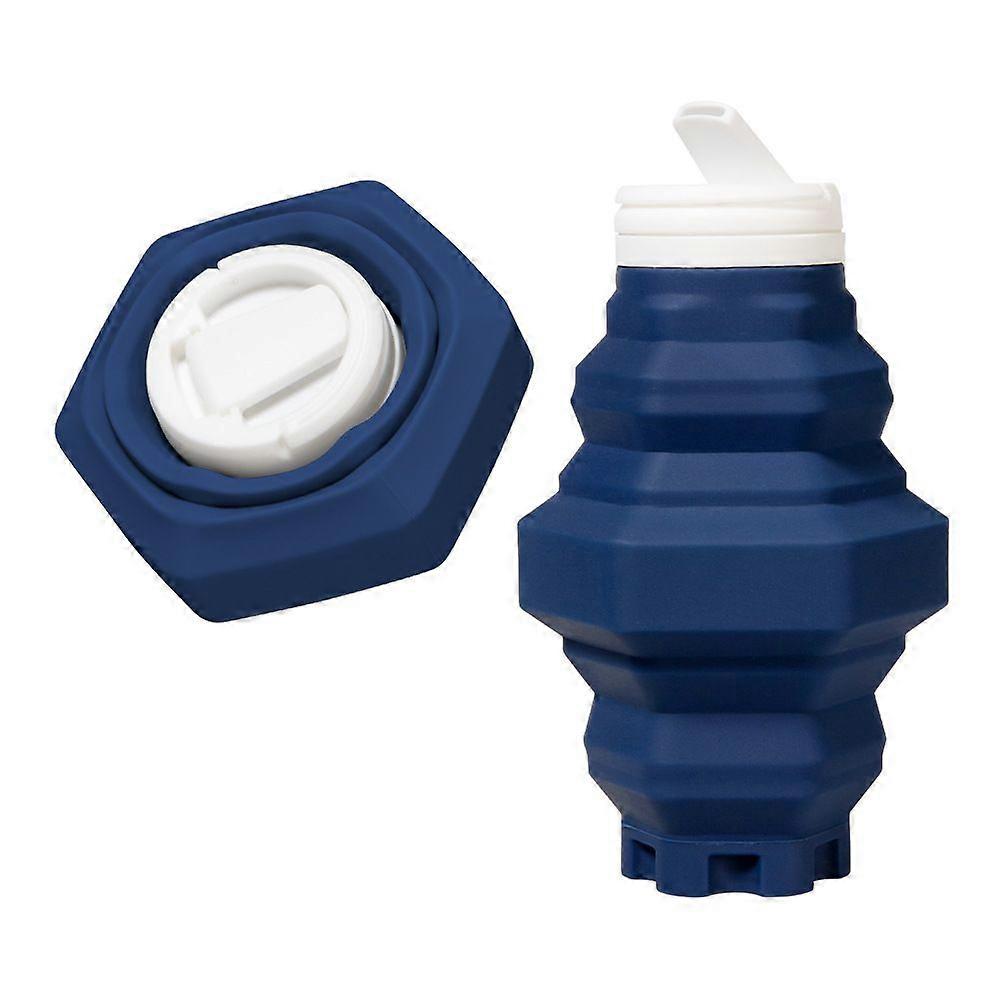 Cycling Travel Portable Silicone Folding Kettle Pagoda Cup 500ML Dark Blue