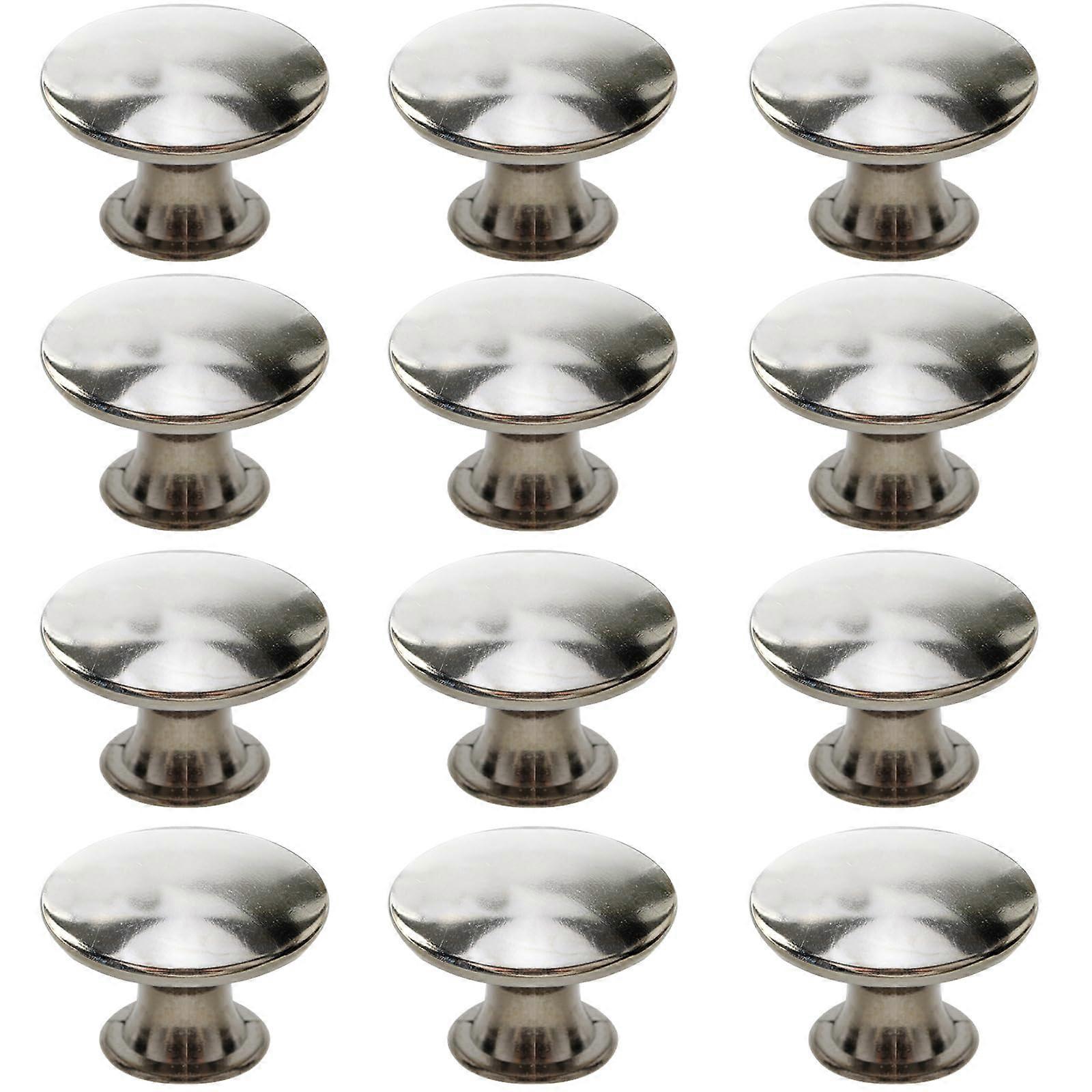 Silver Cabinet Knobs 12 Pack Rustic Round Pulls for Kitchen and Bathroom, Durable Metal Hardware, Easy to Install