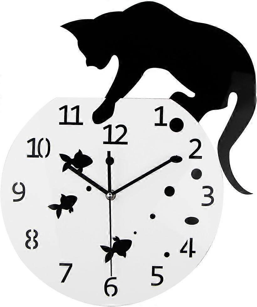Creative Cat Fish Shape Wall Clock Home Decoration 3D Pattern