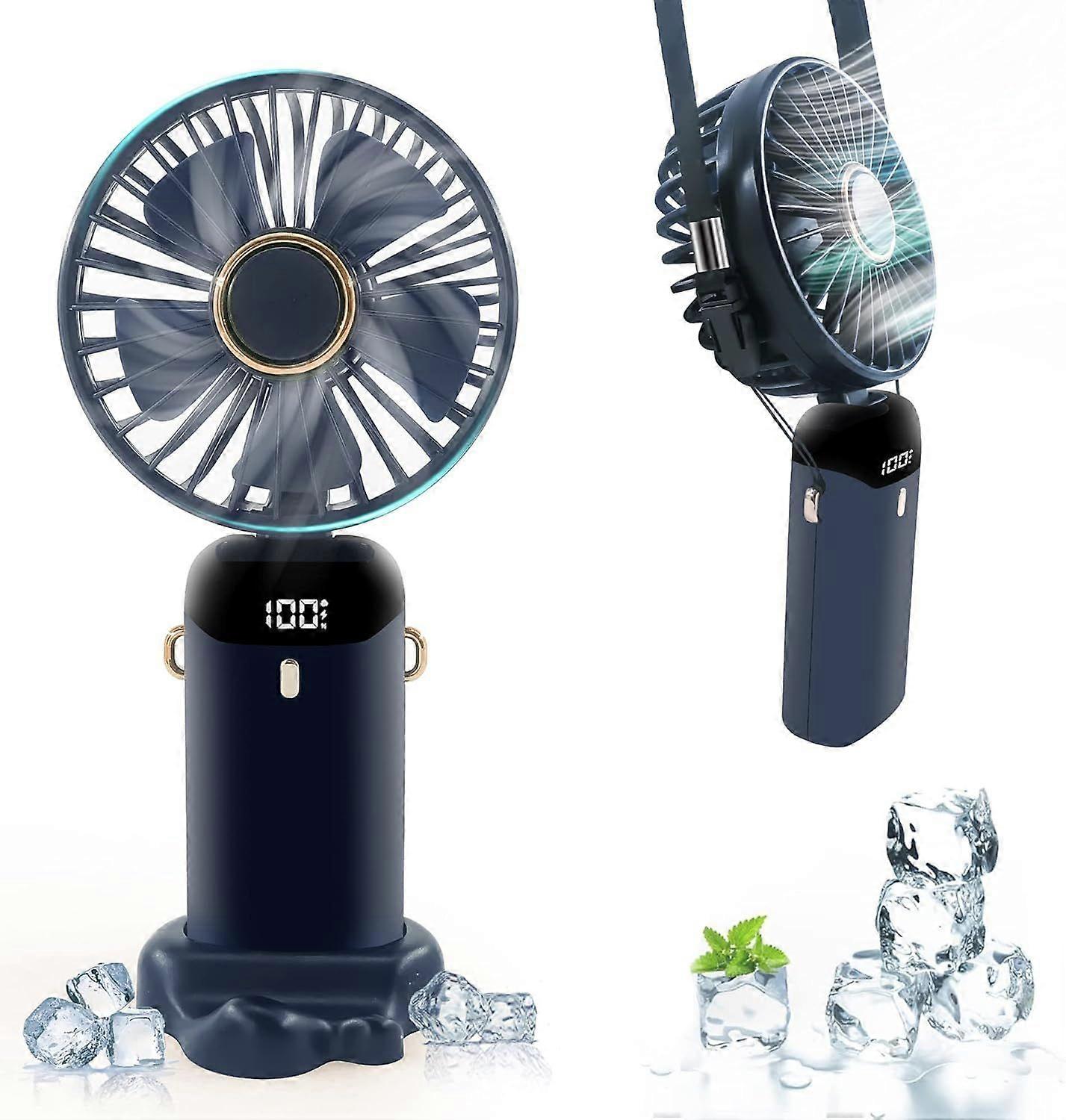 SQCLV Handheld Fan,Portable Fan,5000mAh[11-20 Work Hours],Handheld Fan Rechargeable,90Direction Adjustable,LED display,5 speed for Home/Office/Travel