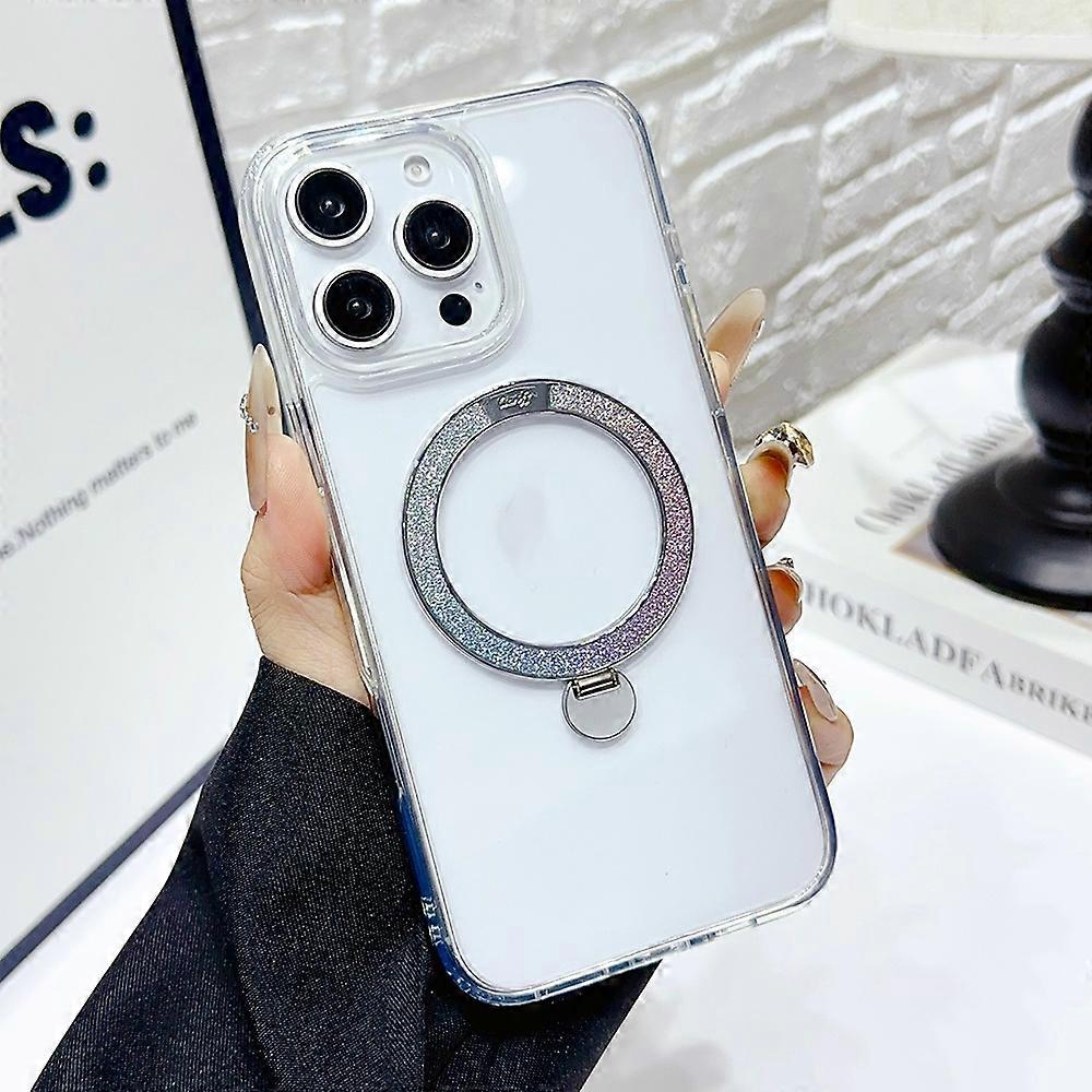 AS For iPhone 16 Pro Max Case Compatible with MagSafe TPU PC Kickstand Clear Phone Cover - Gradient 