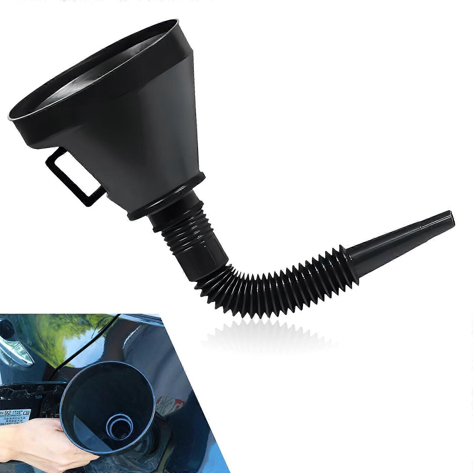 PC Car Oil Funnel with Flexible Hose, 14.56" x 5.11", Multi-Function Tool for Cars and Motorcycles, Durable Nozzle