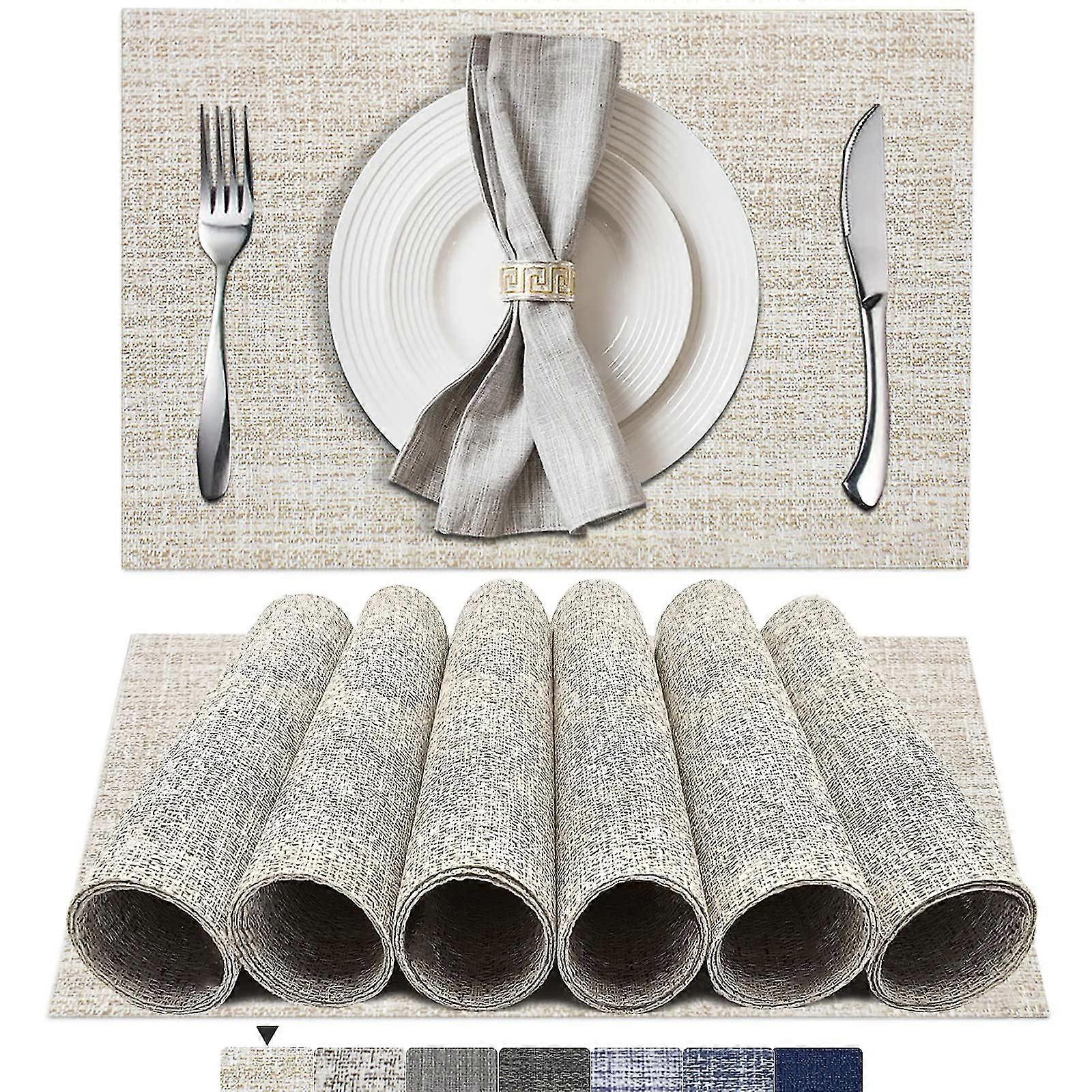 Set mit 7 Tischsets, gewebten Tischsets, waschbaren und langlebigen Tischsets