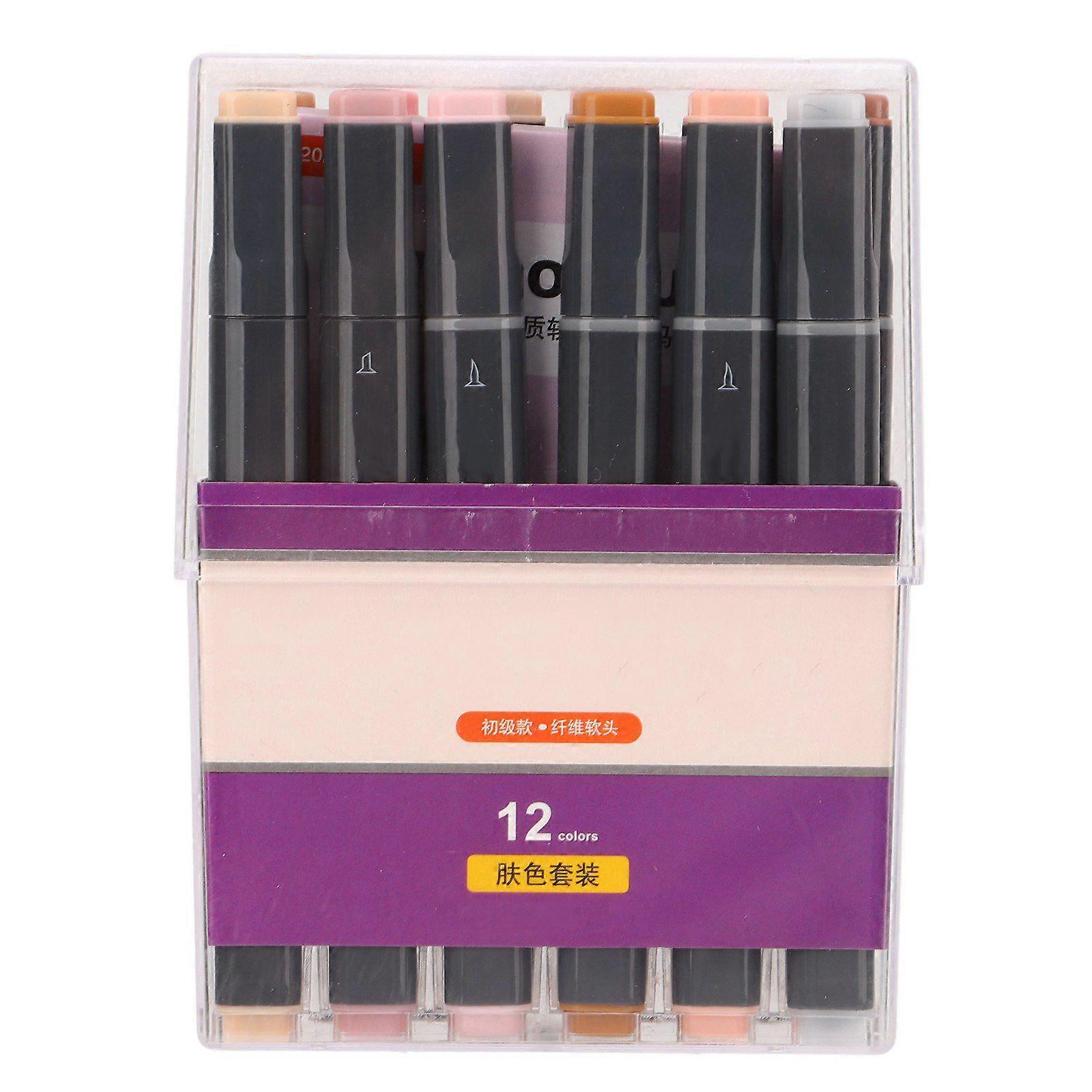 12 Pcs Acrylic Paint Pens 12 Color Double Head Hand Painted Acrylic Markers for Ceramic Glass Wood Fabric Art Crafting