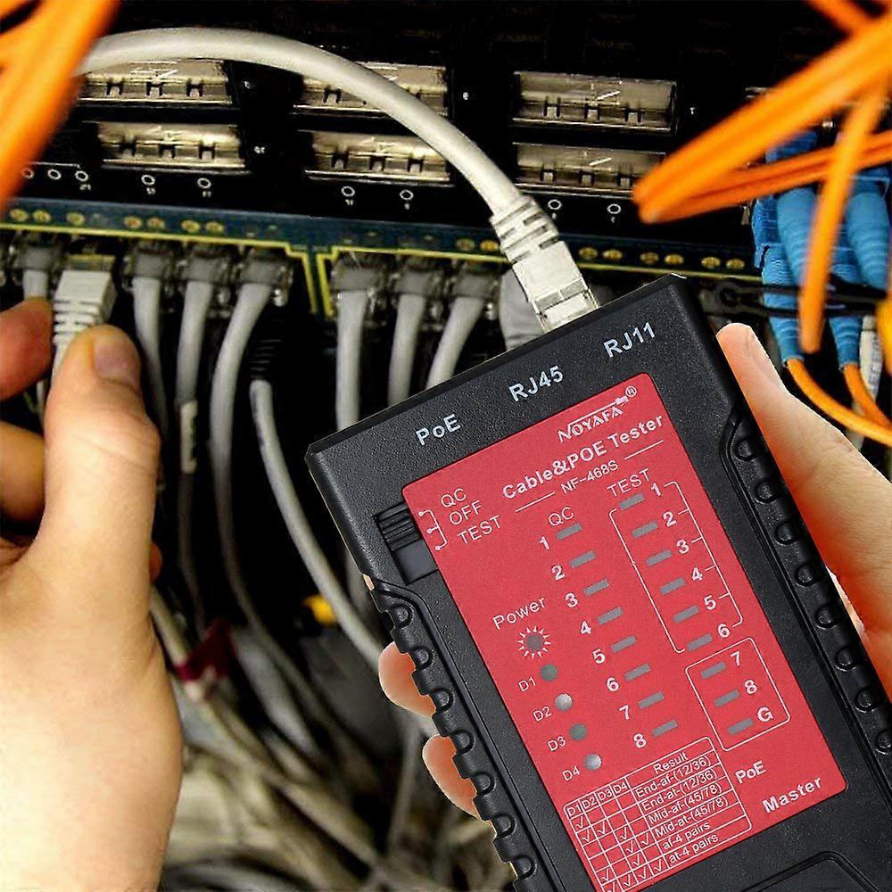 NOYAFA RJ45 RJ11 Network Cable & PoE Tester Telephone Line Tester Lan Ethernet Cable Tester for Cat5/5e/6/6a(UTP/STP) Cat3(6P2C/6P4C/6P6C)