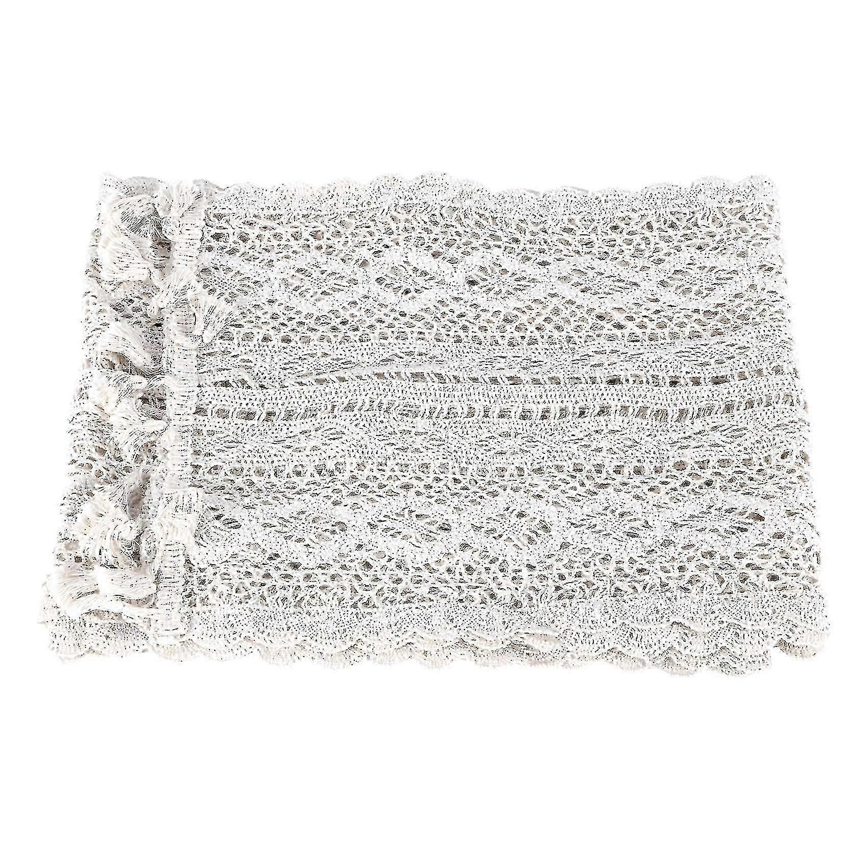 Makramébordslöpare, virkad vintagebordslöpare i bomull med tofsar, för bröllopsmatbord, bohemisk