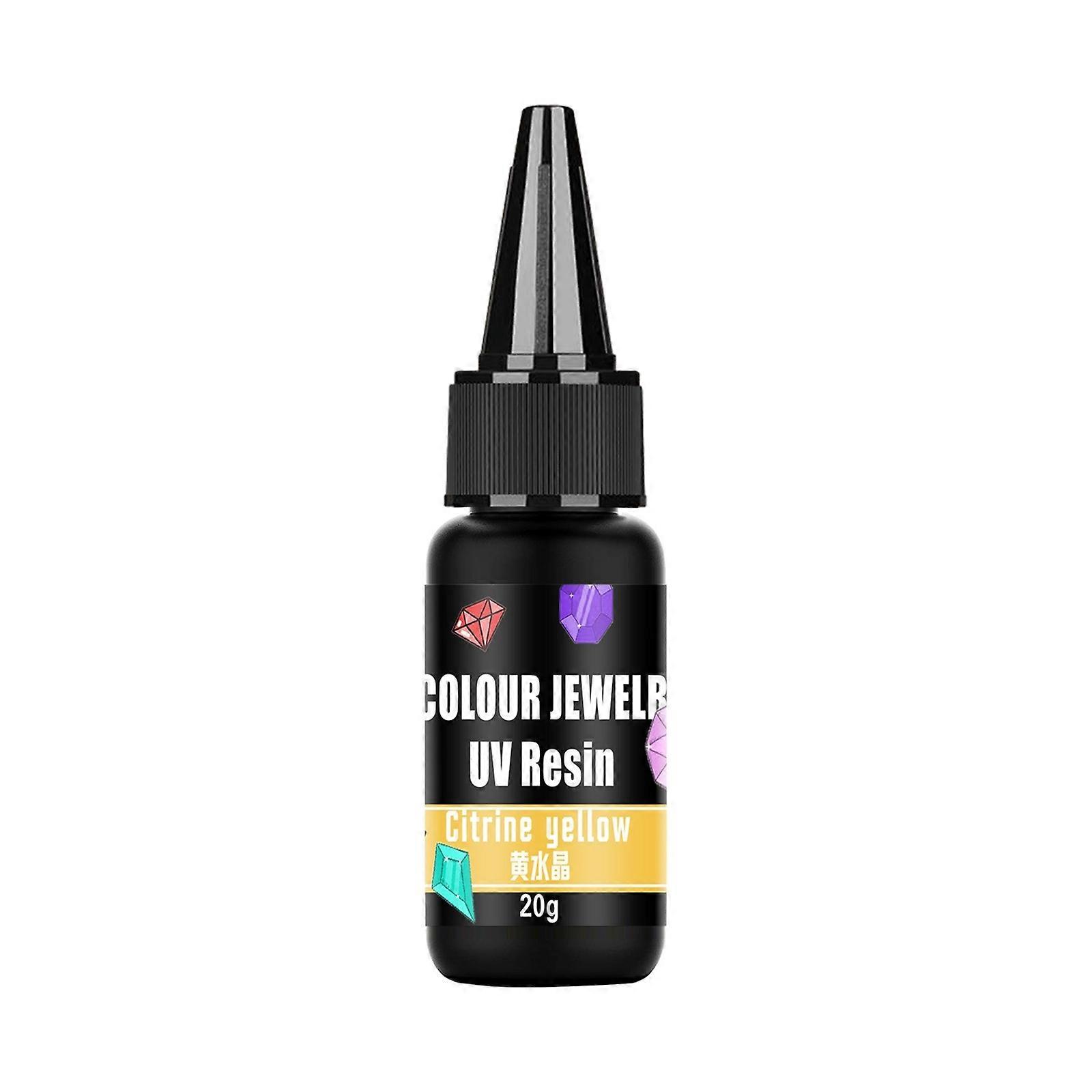 20ml UV Glue Diamond Dust Glitter Resin Ultraviolets Curing Adhesive Practical Epoxy Resin Glue for Craft Enthusiasts citrine