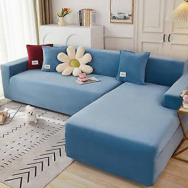 Plush Sofa Cover For Living Room Stretch Velvet Corner Armchair Cushion Couch Furniture Chaise Lounge Slipcover