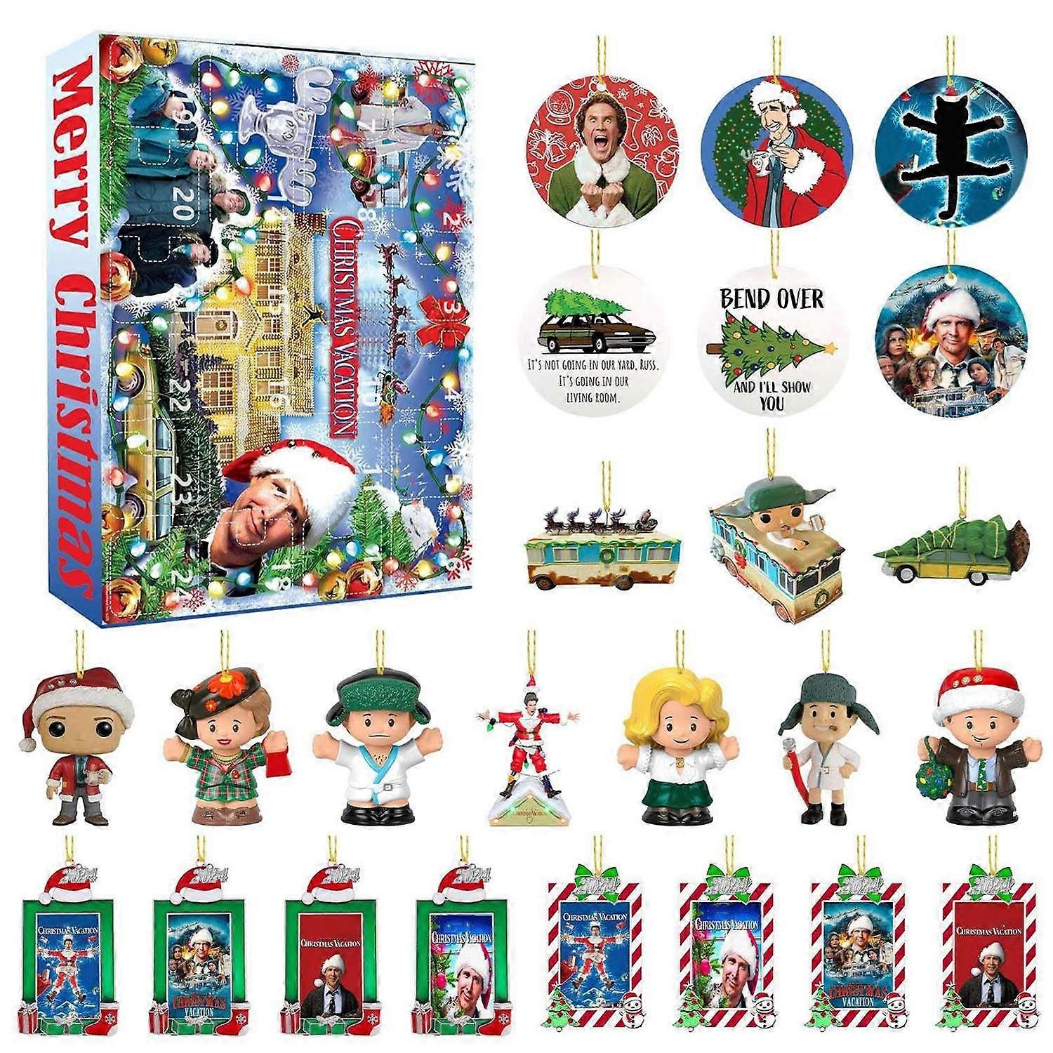 2024 Xmas Advent Calendar Creative Collectible Diverse Xmas Pendant Countdown Calendar for Surprise