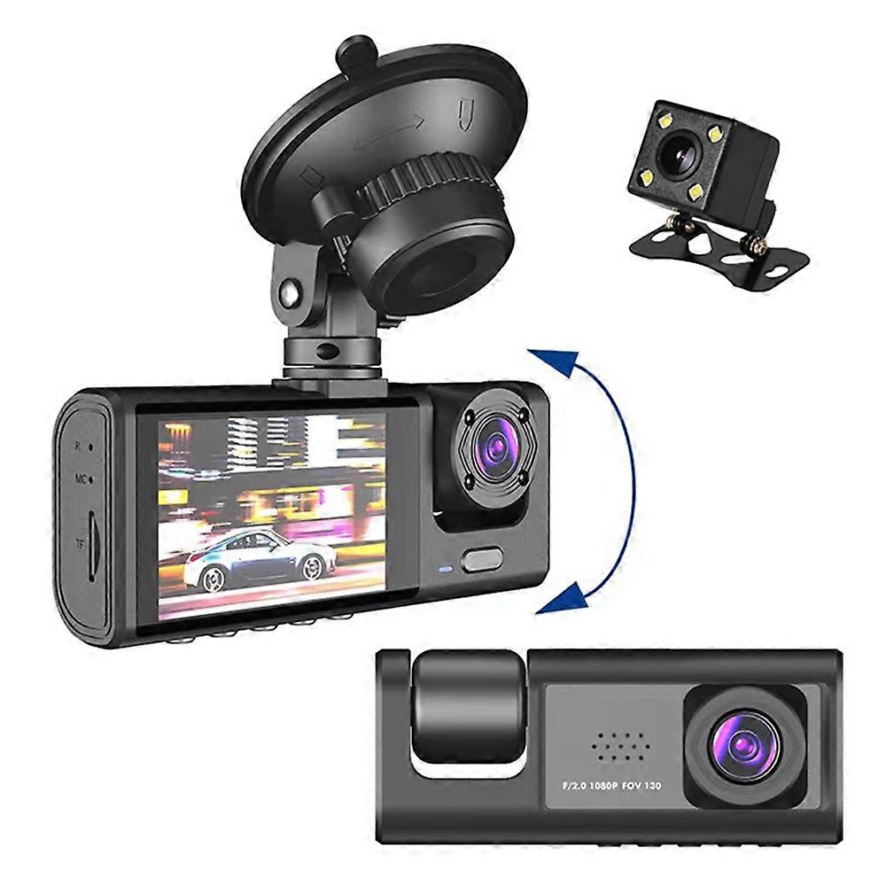 A1 3-lens Video HD Night Vision Car Driving Recorder, με κάμερα οπισθοπορείας