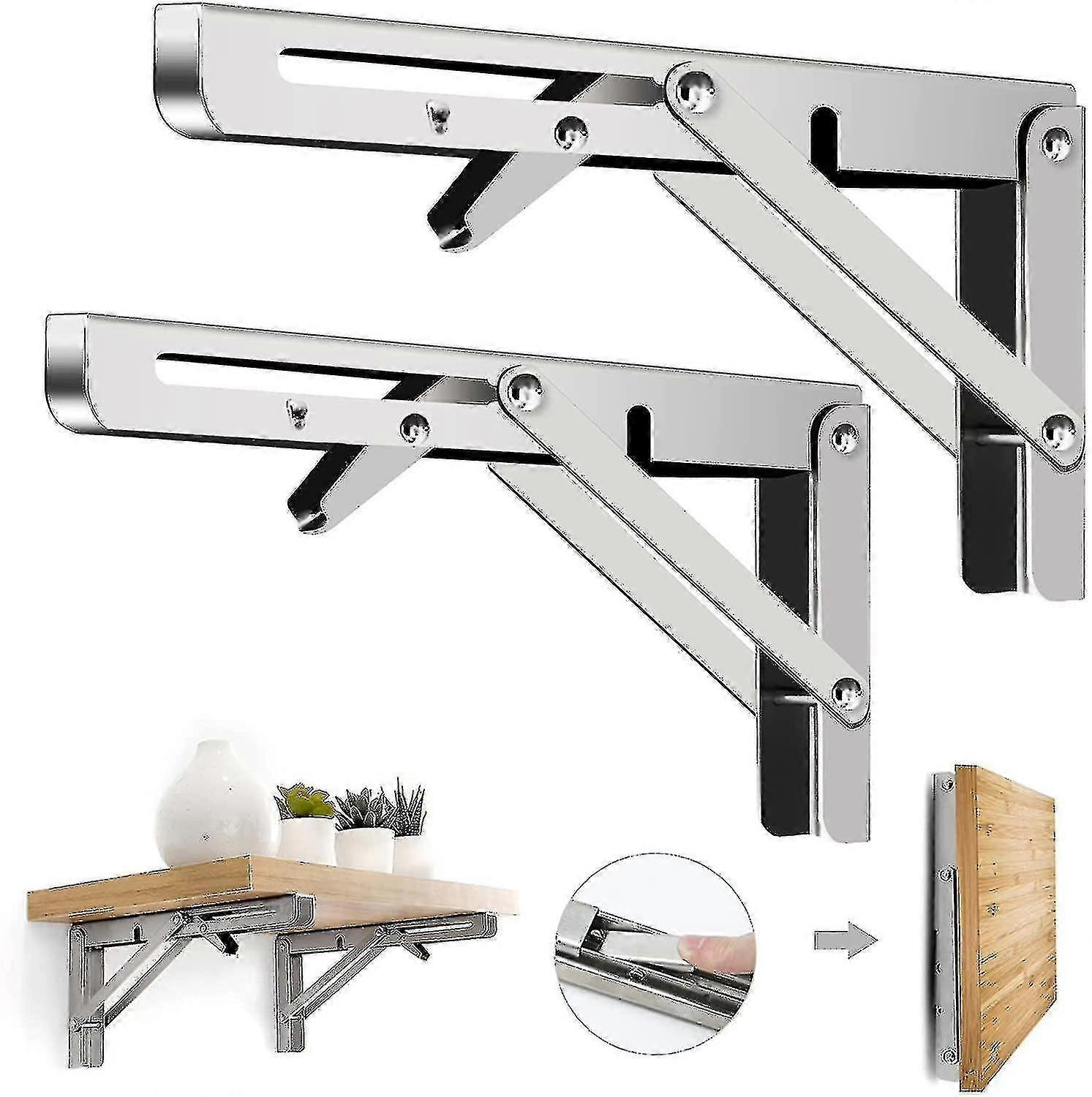 2 Pcs Folding Shelf Brackets Duty Foldable Mounted L Brackets For Shelves