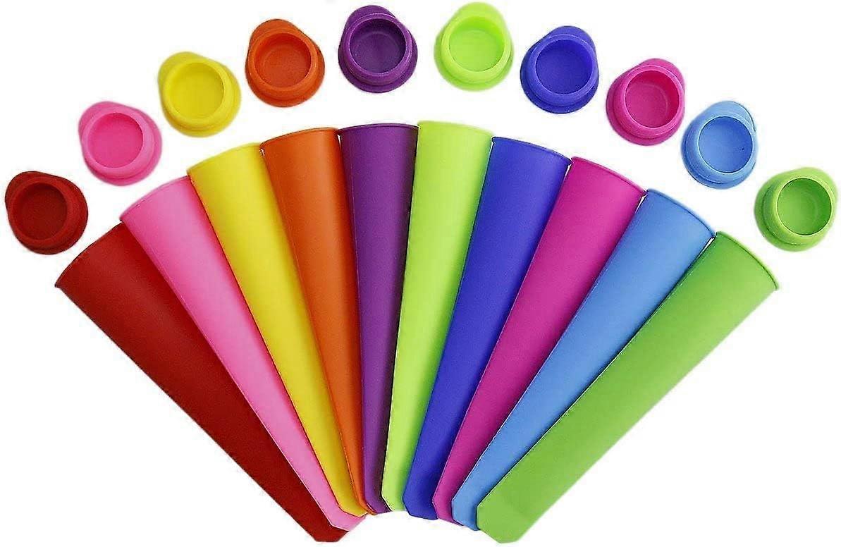 Set of 10 silicone popsicle molds with lids, food grade, BPA free, for your children (set of 10, colorful)