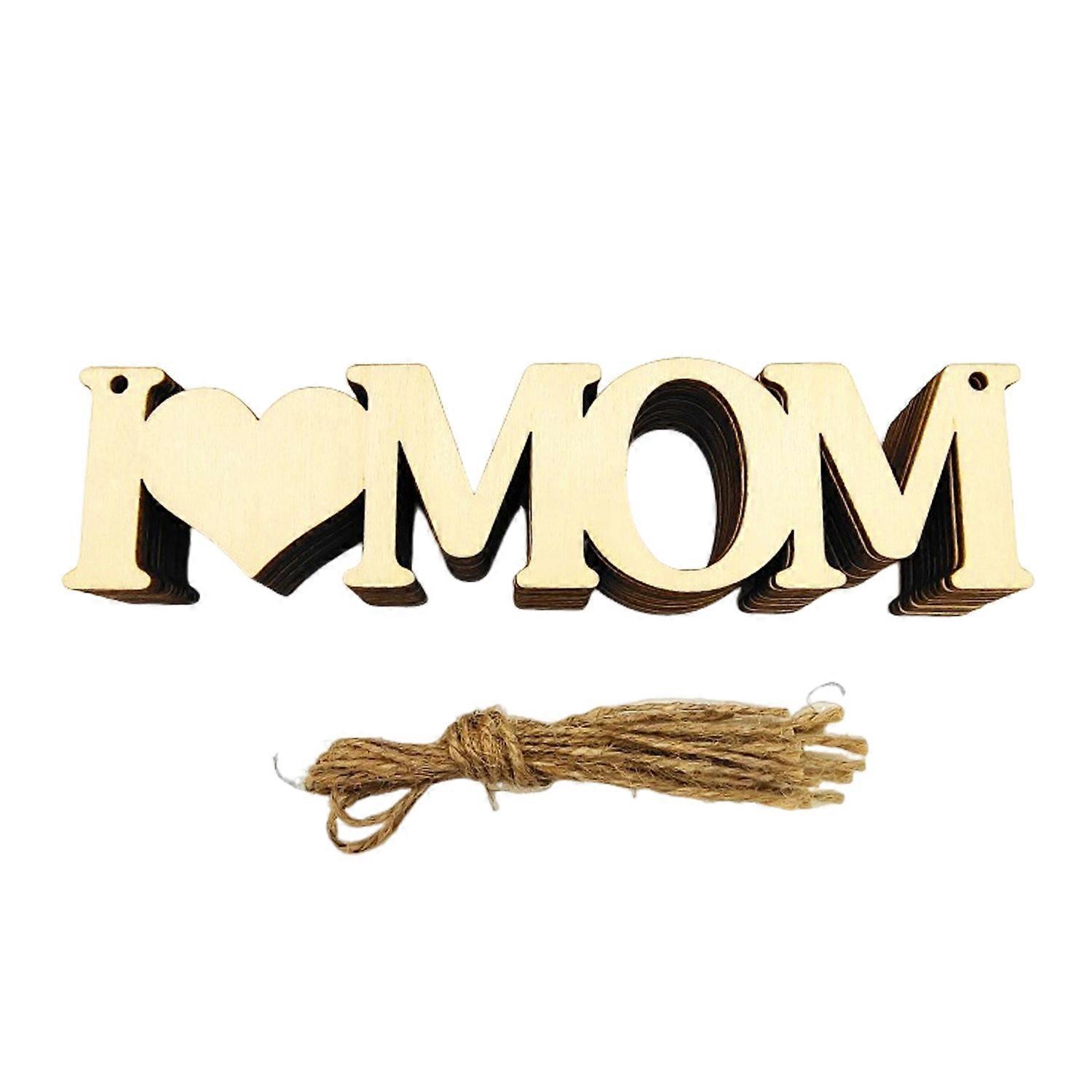  5/10 Pcs Best Mom Wooden Decoration Wood Best Dad Cutouts to Paint Unfinished Hanging Decorations