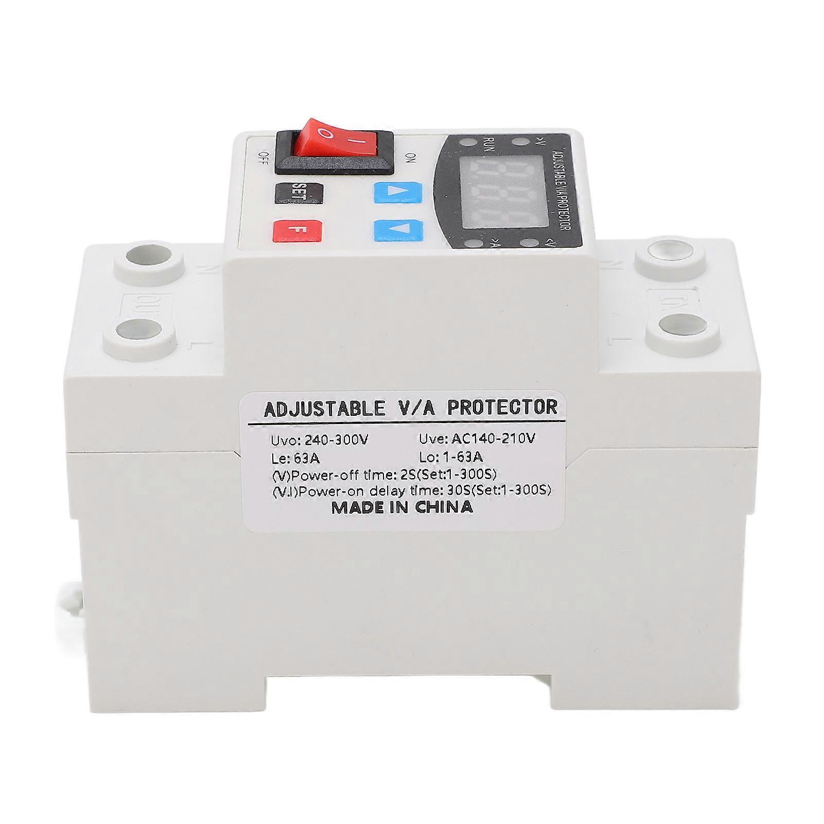 Over Under Protector Adjustable Digital Display Voltage Current Protective Arrester Device 1‑63A 240‑300V