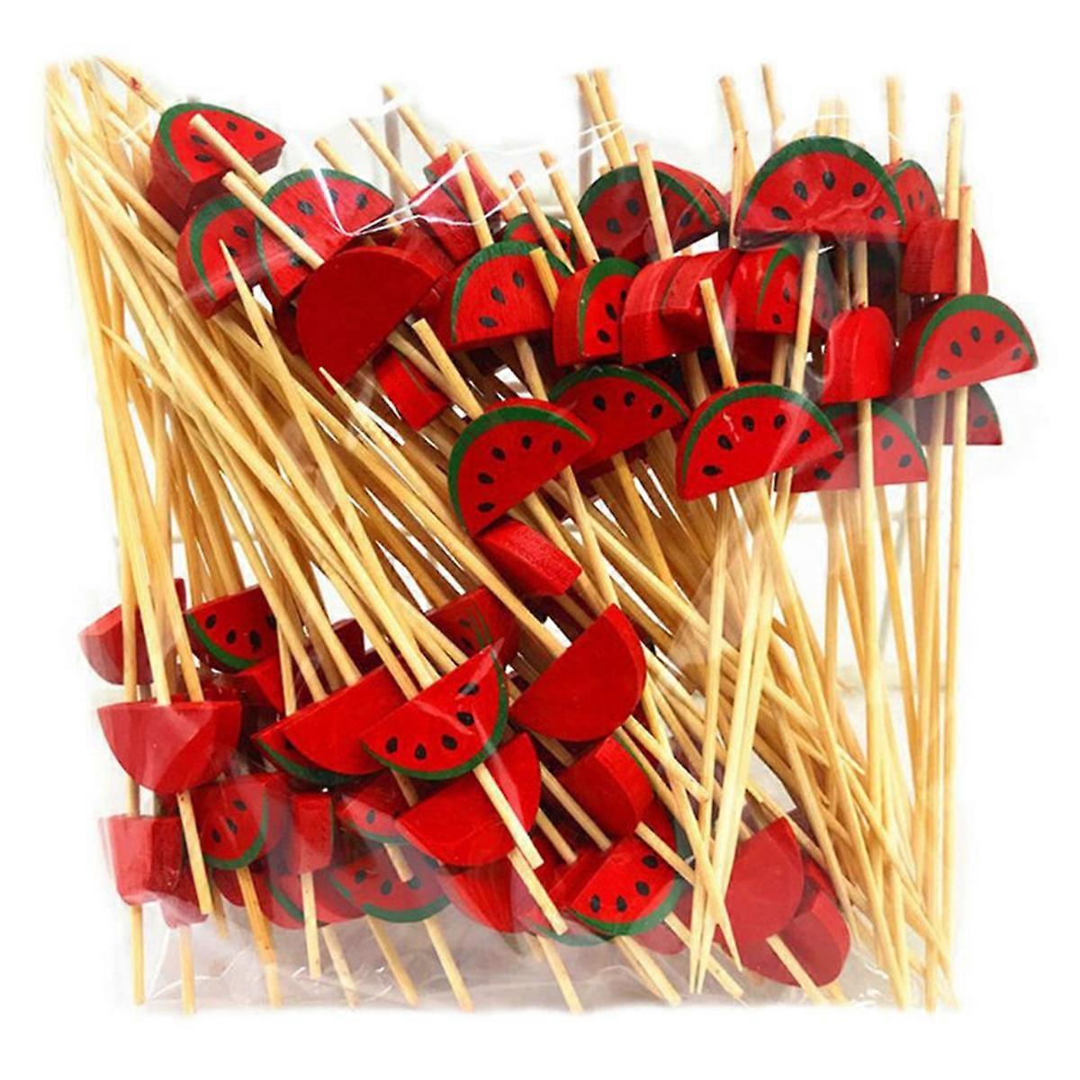 100Pcs Disposable Bamboo Picks Food Fruit Cocktail Toothpicks D
