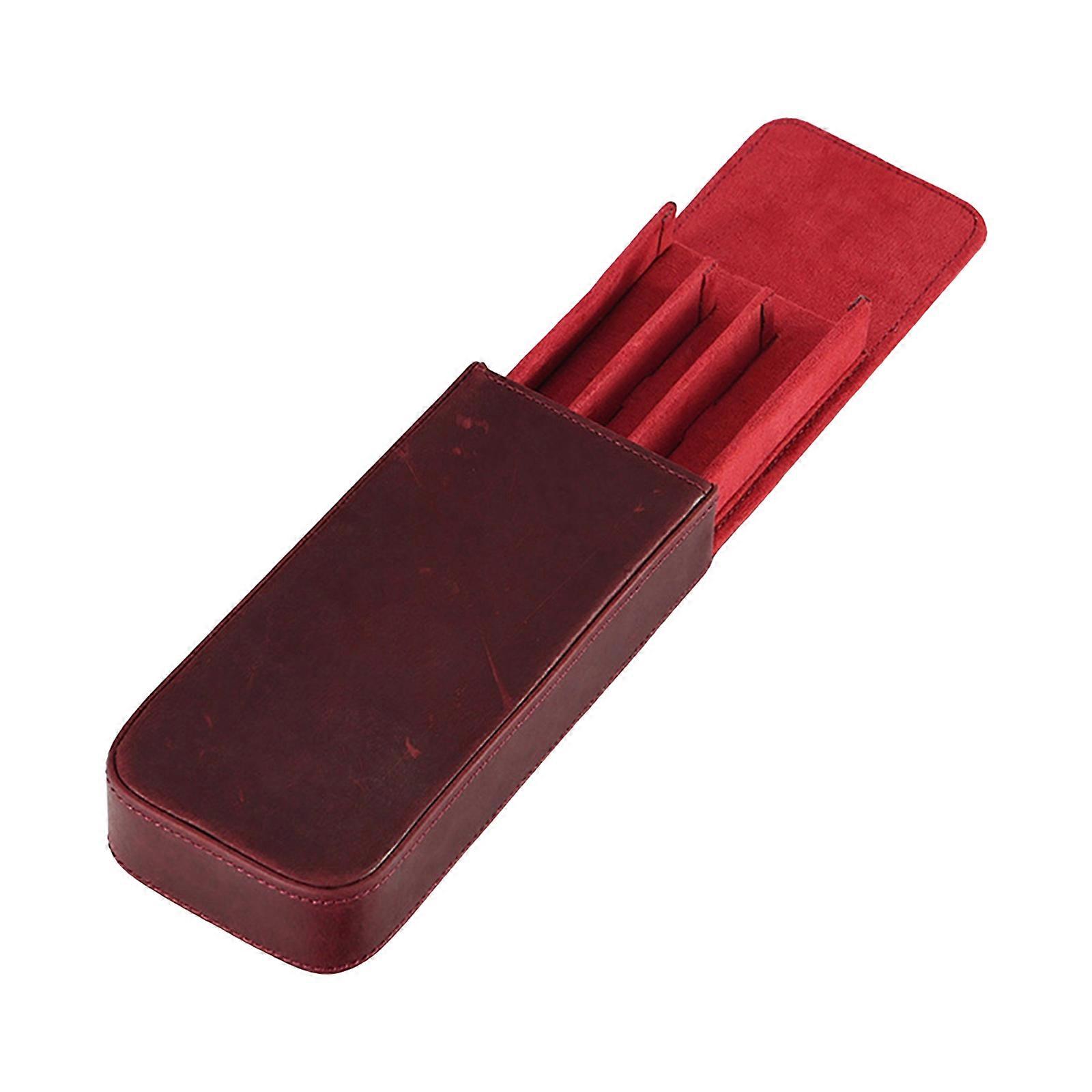 Vintage Fountain Pen Case Leather Fountain Pen Holder Pull Push Pen Case Fountain Pen Organizers for Adult Women Men  Burgundy