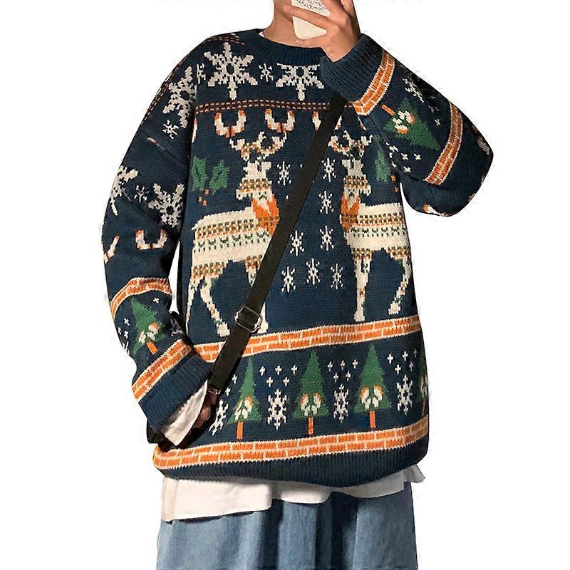 Weihnachten Rollkragenpullover Weihnachtspullover Weihnachtspullover Weihnachtspaar Pullover Weihnachtspullover Hässlicher Pullover Blau XL