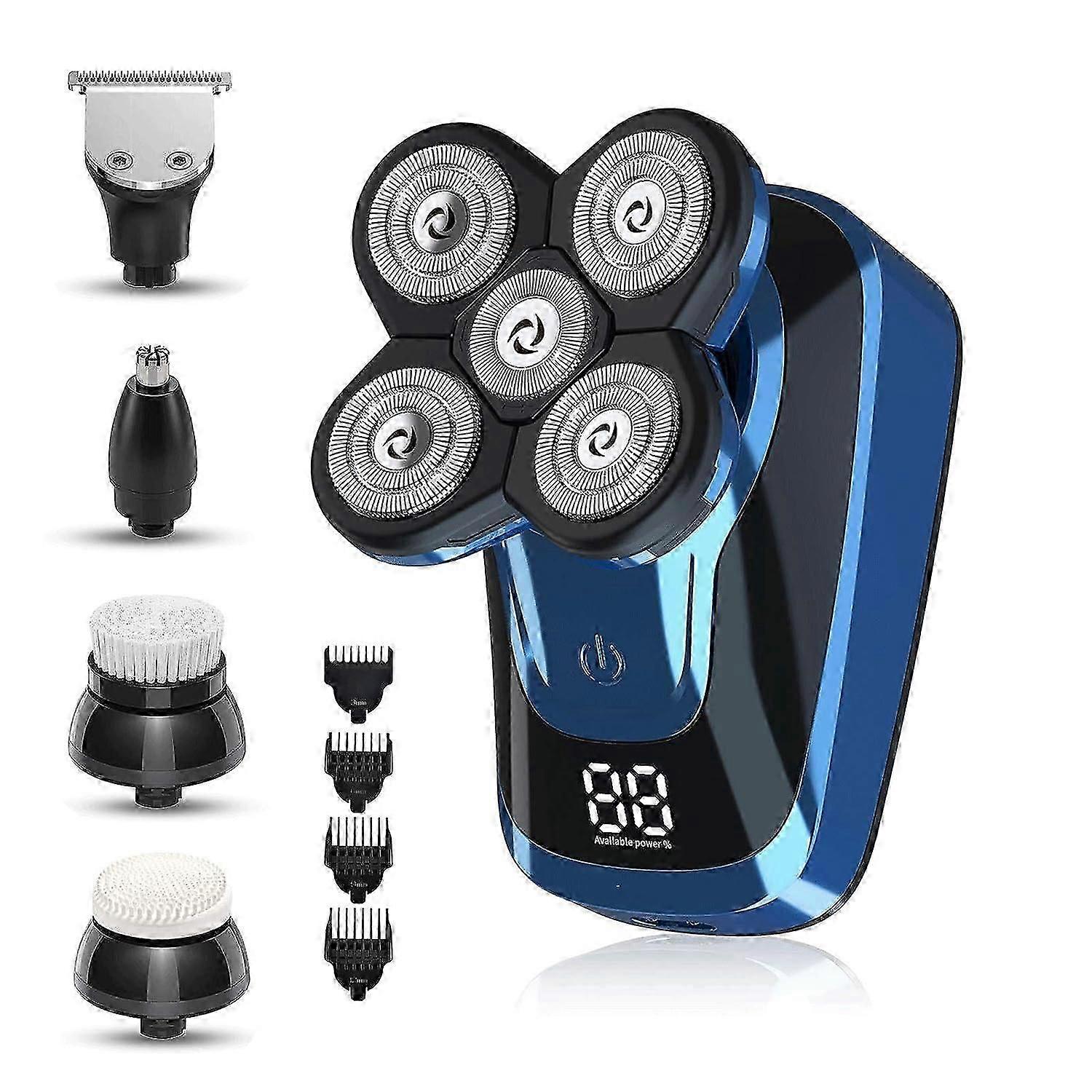 Electric Shavers for Men Bald Head Shaver LED Display 5-in-1 Faster-Charging 5D Floating Waterproof Electric Rotary Shaver
