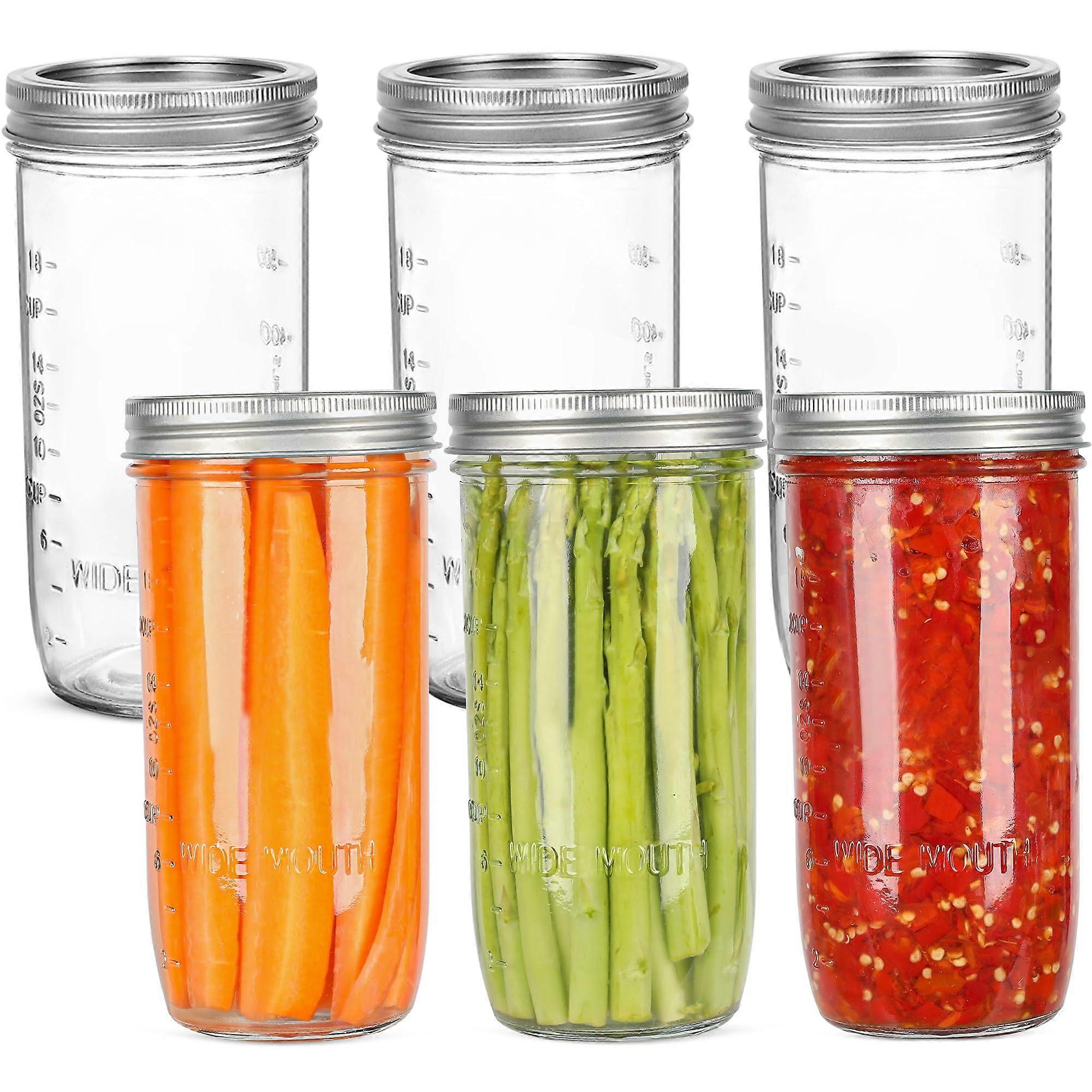 6 Pack Wide Mouth Jars for Fermenting and Pickling 24 oz