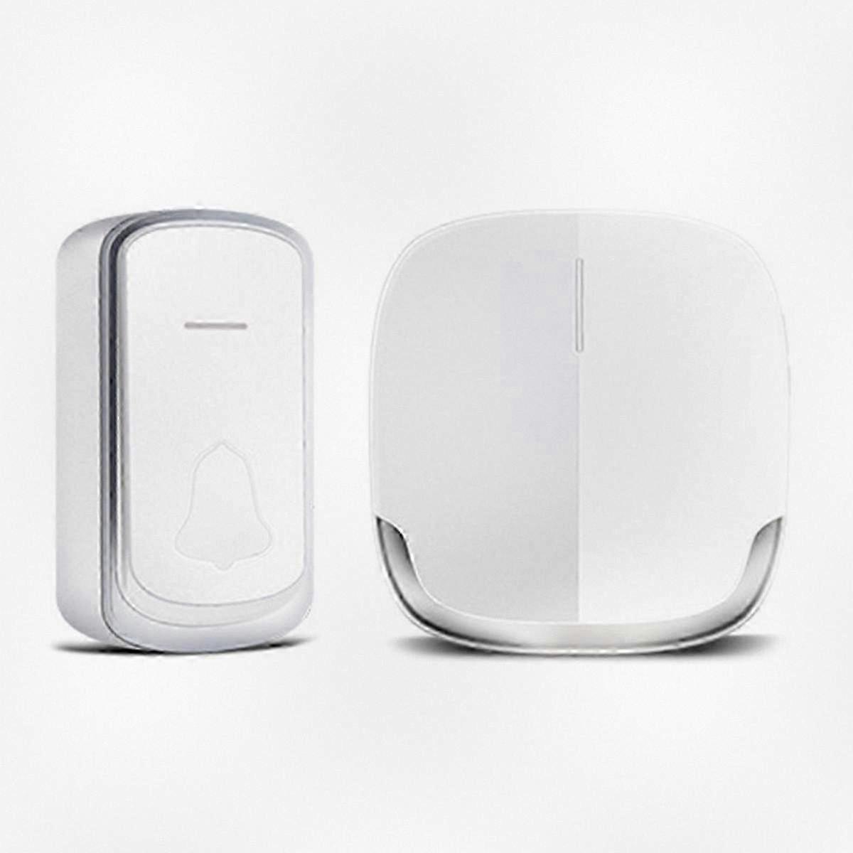 Wireless Smart Electronic Doorbell with Flashing Light and Music Function, EU Plug in White