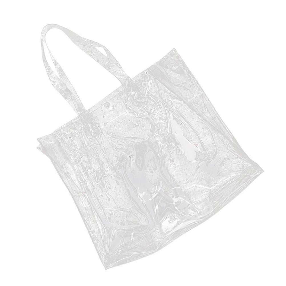 Tote Bag Large Clear Bag PVC Transparent Shoulder Bag See Through Beach Bag for Women Girls School Work (Transparent)