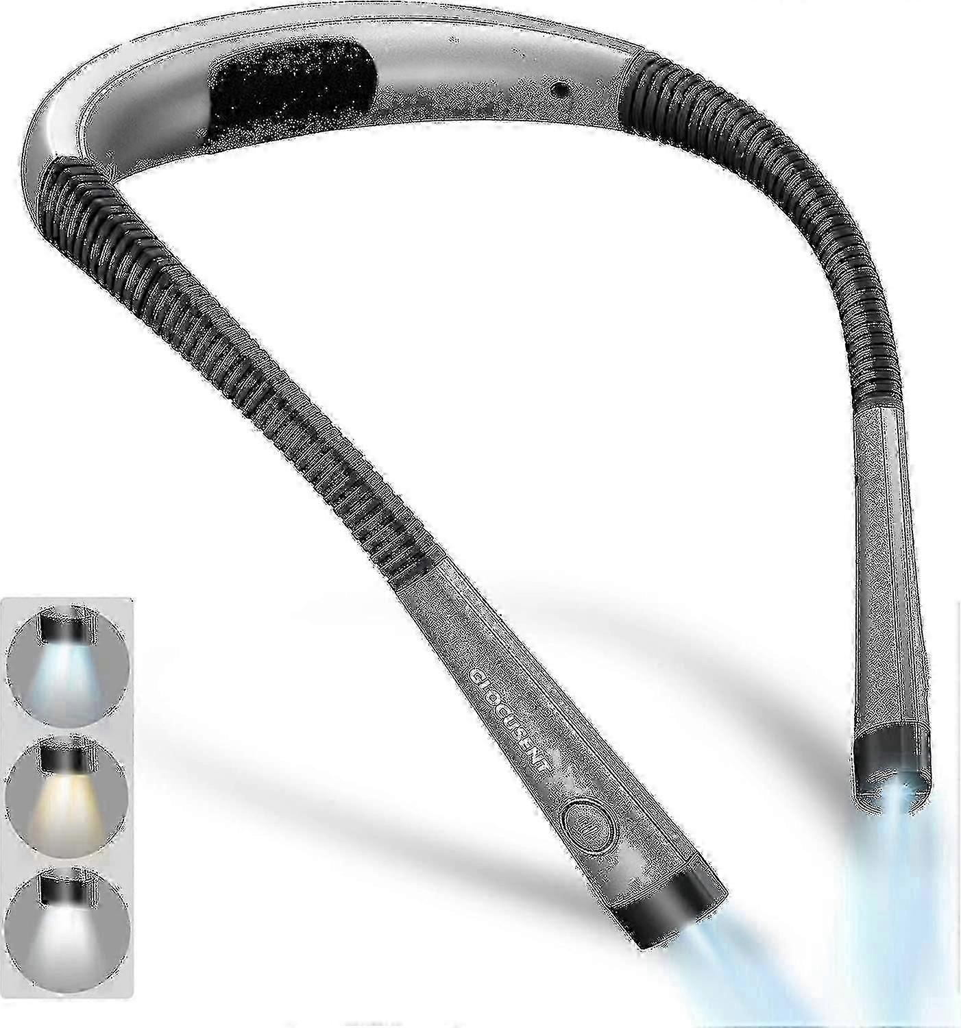 Glocusent Rechargeable Neck Reading Light, Lamp For Reading In Bed, 3 Colors, 6 Brightness Levels, Foldable Arms, Long Lifespan, Perfect For Reading