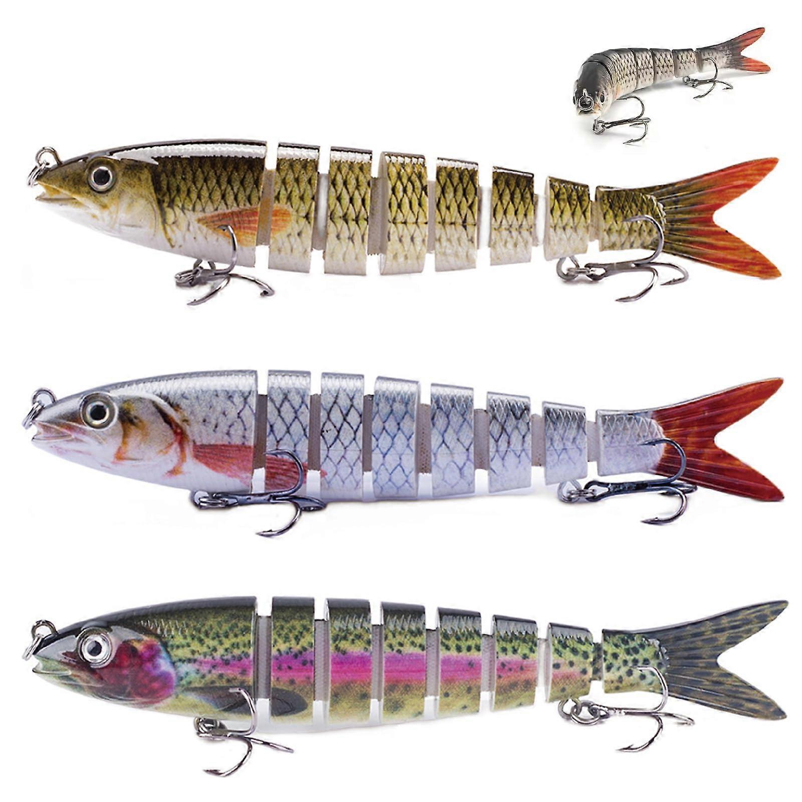3 Pcs Rattling Realistic Fishing Lures for Bass, Multi Jointed Swimbaits, Lifelike Baits Glide