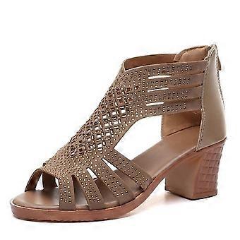 Crystal Hollow Out Peep Toe Compensés Sandales 36