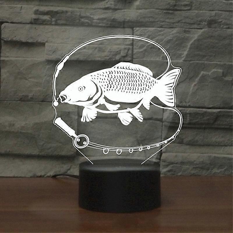 Fishing Black Base Creative 3D LED Decorative Night Light, Rechargeable with Touch Button