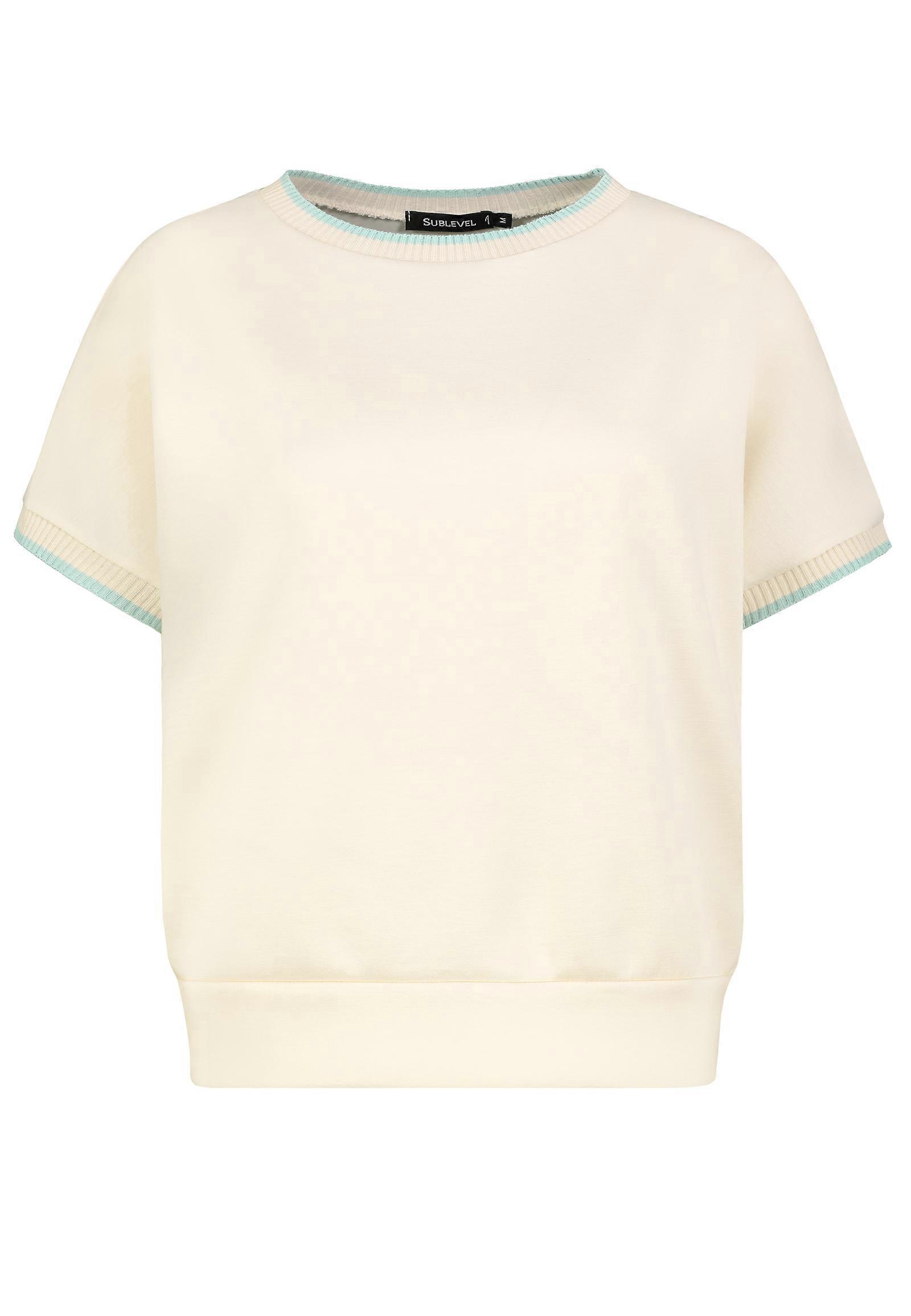 Sublevel Damen Sweatshirt Rundhals Kurzarm Pullover Design Kanten