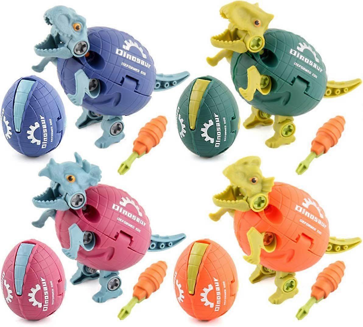 2 Sets 8pcs Take Apart Dinosaur Egg Toy, Building Dinosaurs Play Set with Manual Screwdriver, Dinosaur Egg Transformation Toy ST-4