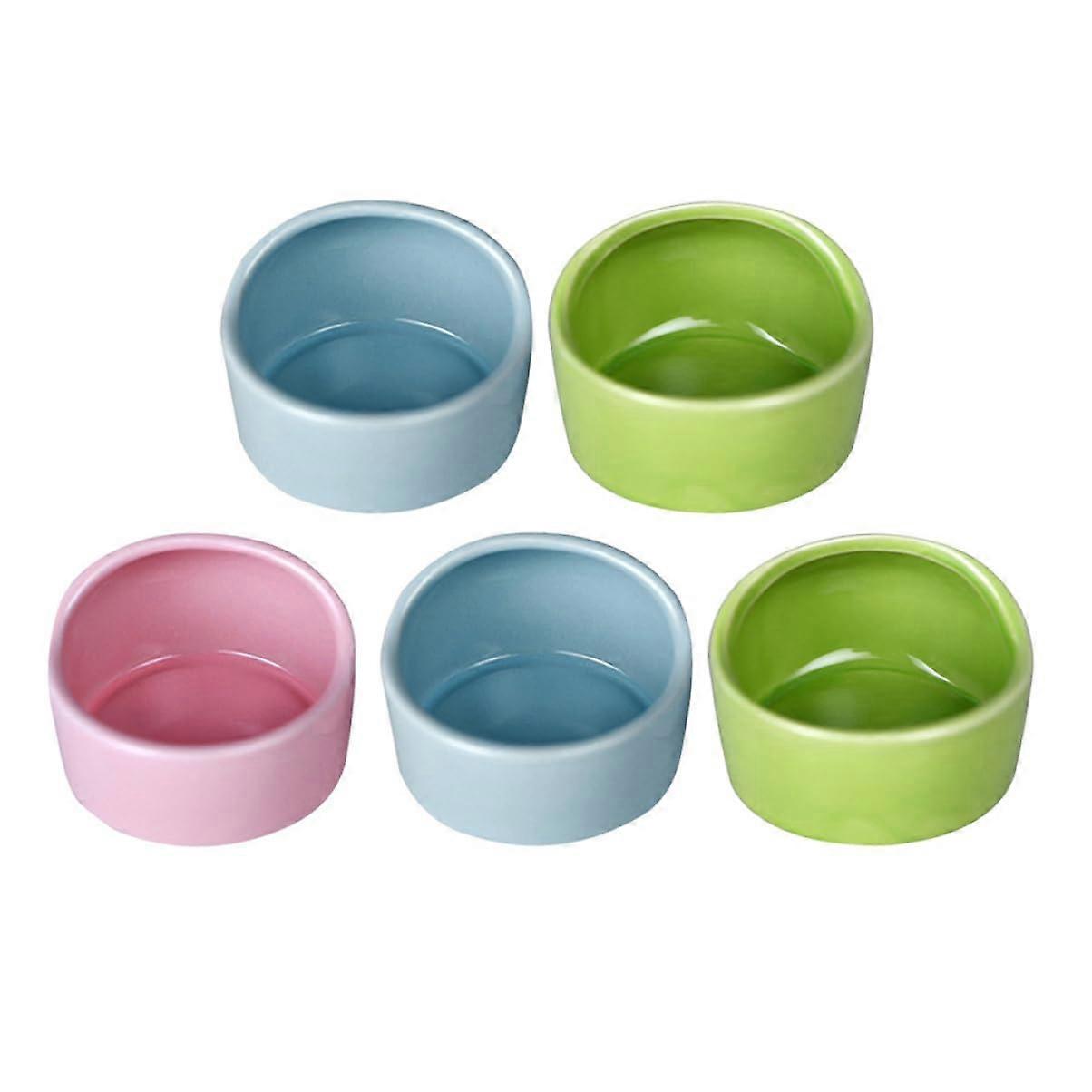 Ceramic Pet Bowl Set for Small Animals, Guinea Pig and Hamster Feeding Dishes, 2 Pcs Random Colors, Durable Material