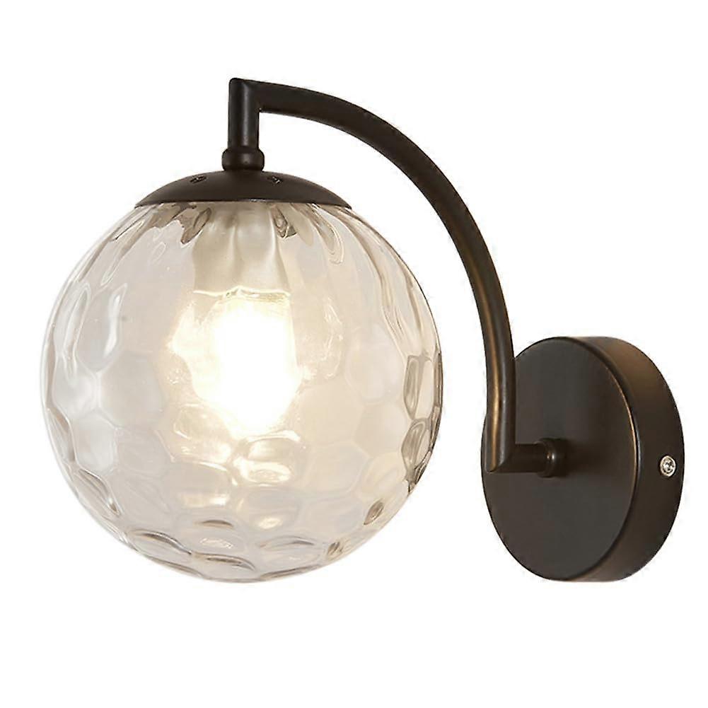 Modern 1-Light Wall Light Fixture Black Iron Sconce With Glass Globe Lampshade E27 Socket Minimalist Wall Lamp