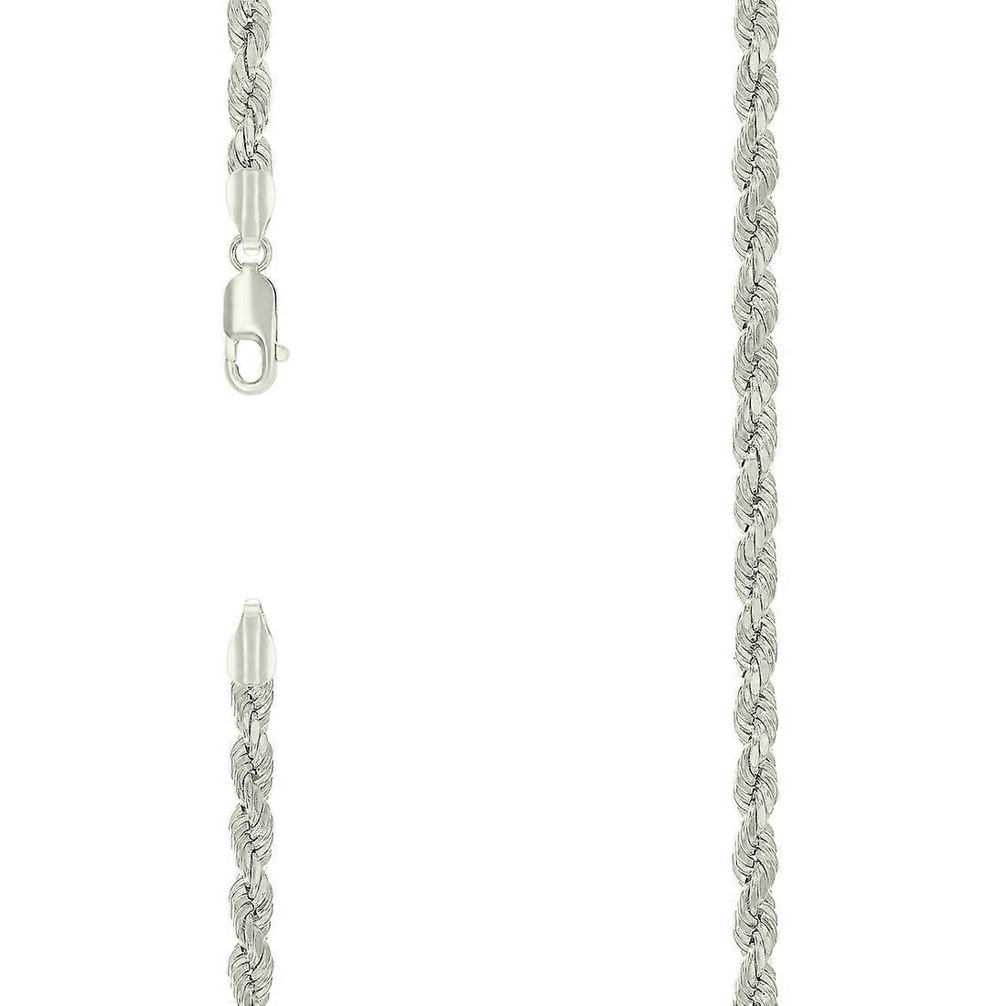 Catena in corda cava in argento sterling 925-Collana in argento da 4,8 mm Catena-collana per donne e uomini - Lunghezza: da 18 a 24