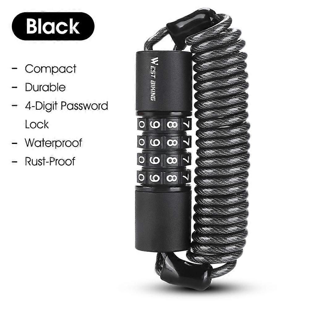 Bicycle Safety Lock Bike Helmets AntiTheft Elasticity Locks 4 Digits Combination Password Road Bike Steel Cable Lock Portable Cycle Lock
