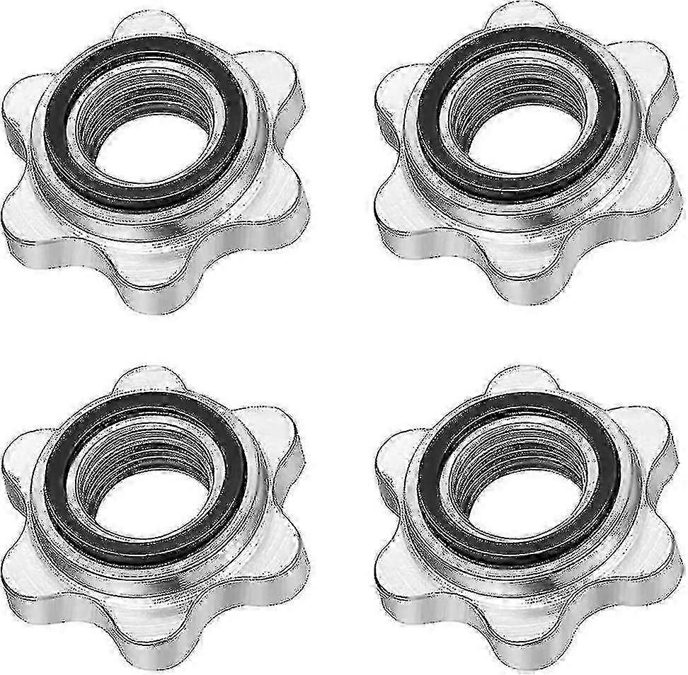 Set Of 4 Dumbbell Spinlock, Non-slip 25 Mm Standard Spinlock Collars, Screw Caps For Dumbbell Bars, Barbell Star Collars - CHUNCC