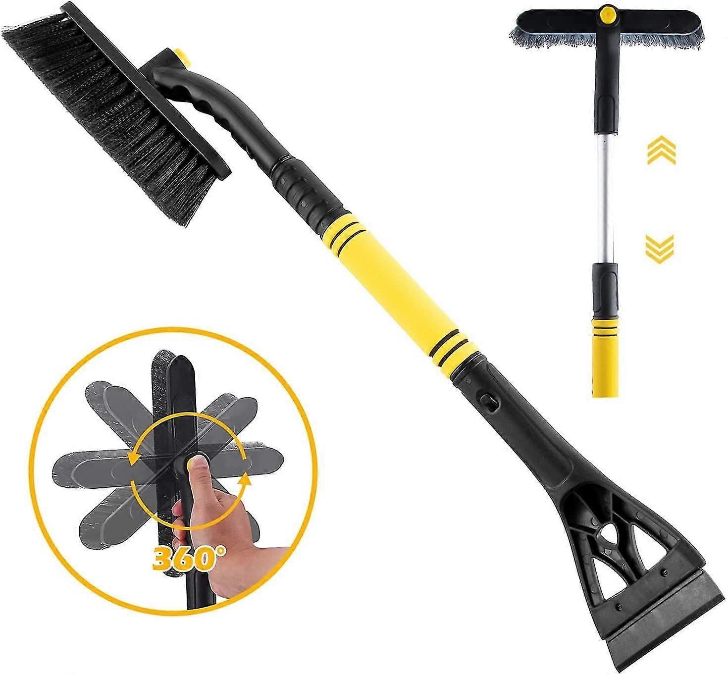 Snow Scraper, 3-in-1 Car Windshield Ice Scraper, Telescopic Ice Scraper With Foam Handle And Snow Brush For Car Suv Truck