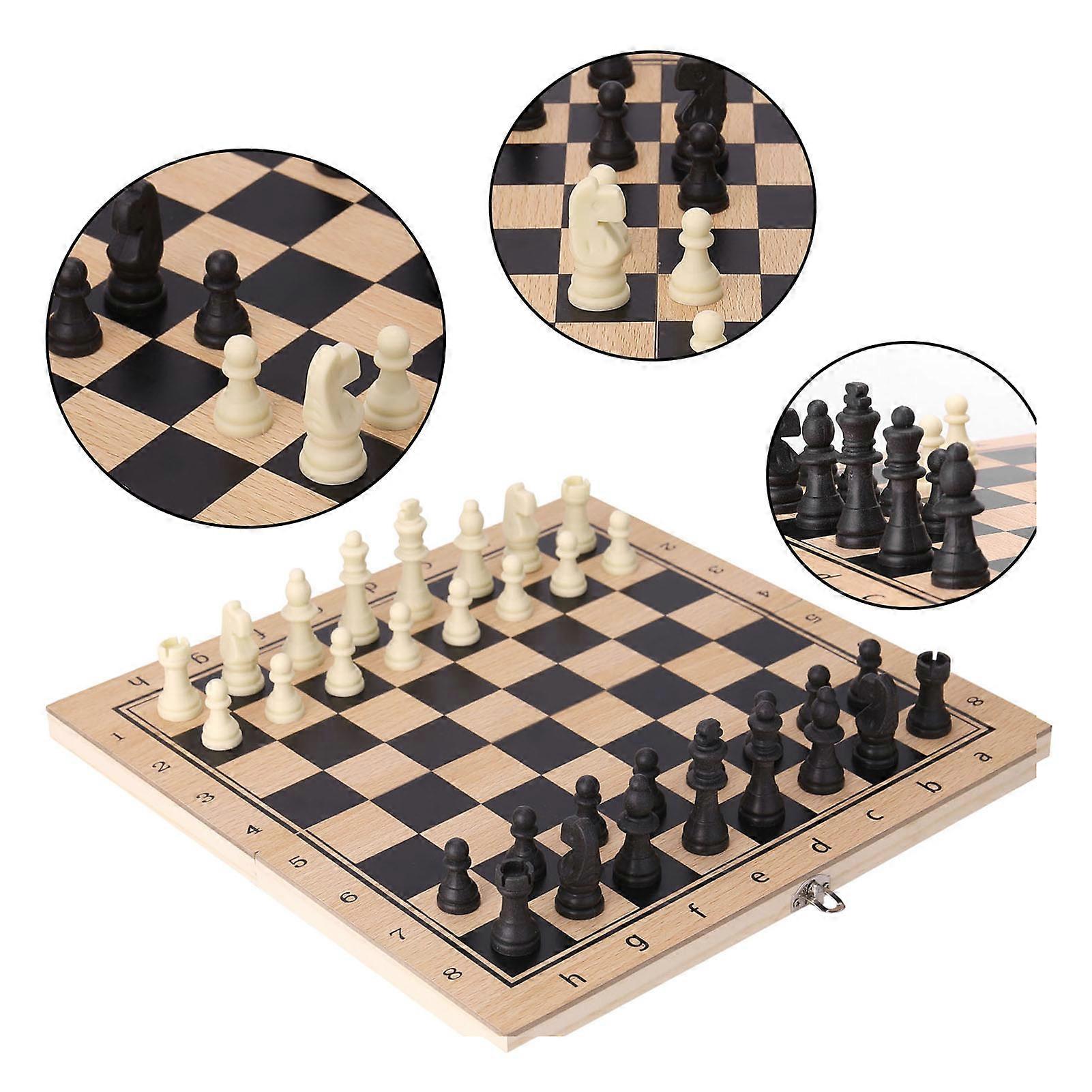 Wooden Chess Set International Chess Entertainment Game Chess Set with Folding Board