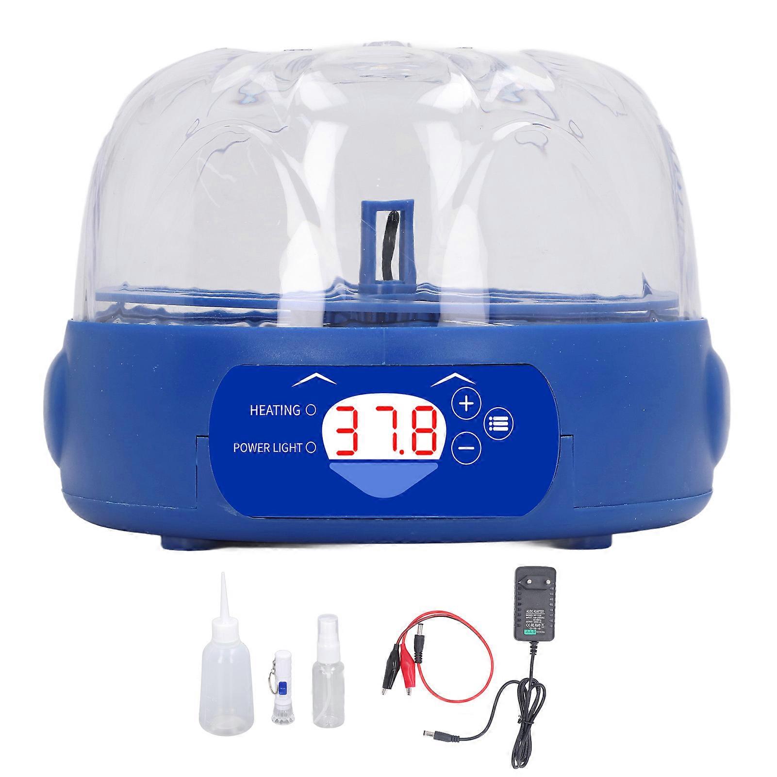 15W Automatic Egg Incubator Small Household Intelligent Hatching Machine for Chicken Duck Quail 6 Egg Capacity Blue 100-240V Built-In Egg Candle
