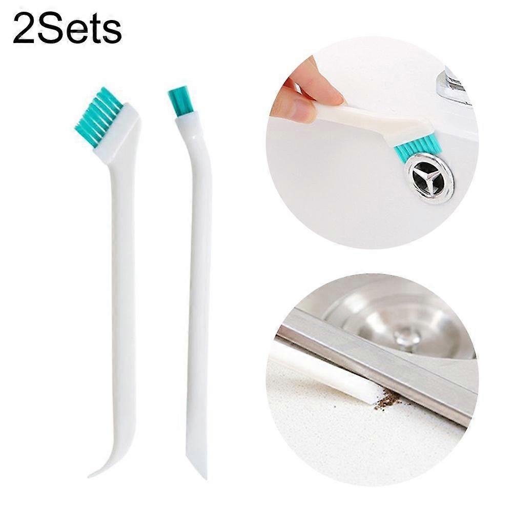 2 Sets 2 in 1 Double Head Door Window Gap Cleaning Brush Cup Brush with Tail Scraper