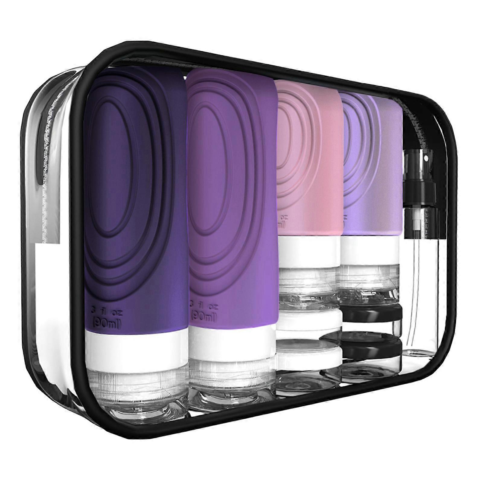 1 Set Empty Toiletry Bottles Silicone Leak Proof Design Refillable Travel Containers for Professional and Traveler Purple