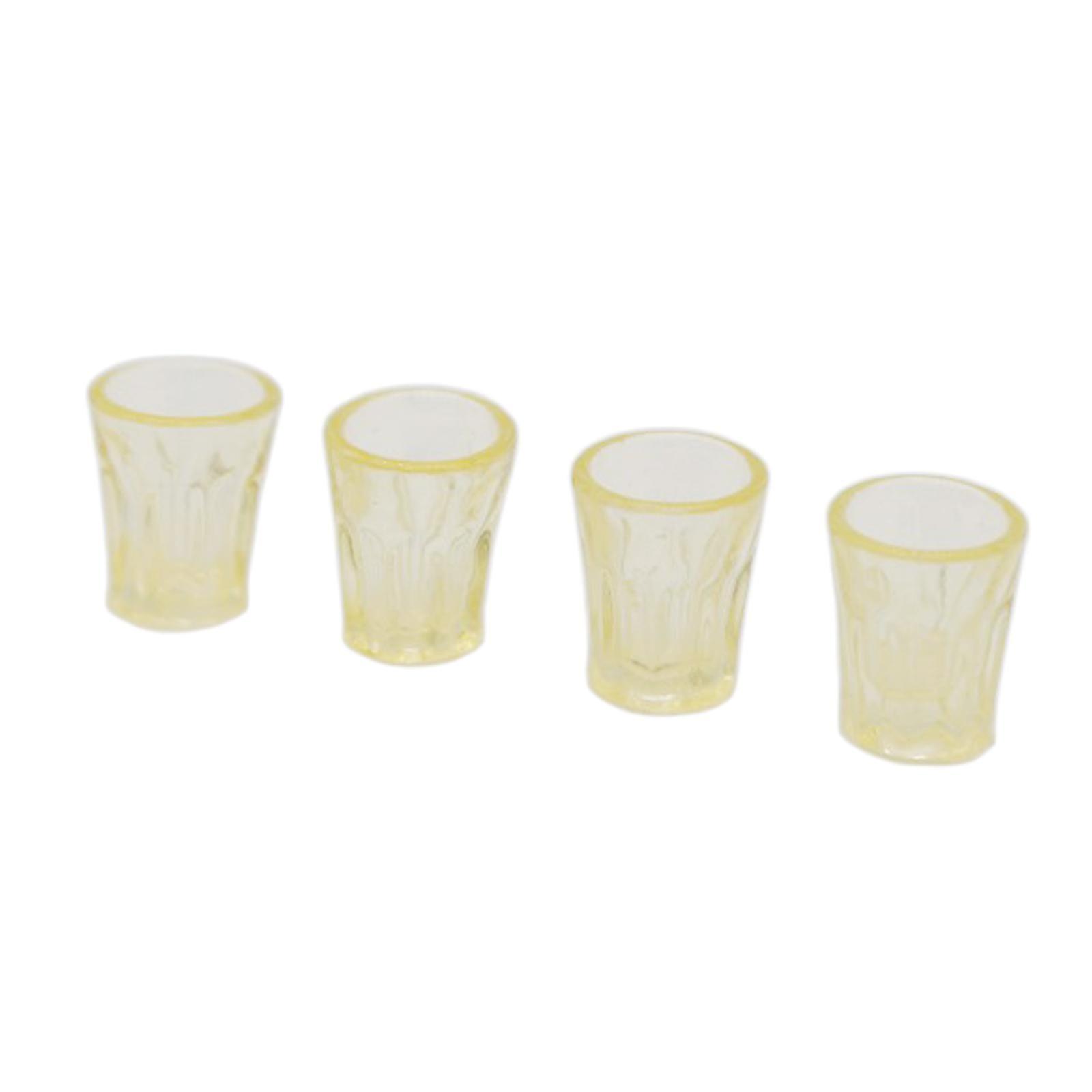 4pcs Dollhouse Mini Tableware Decor Plastic Drink Water Cups Transparent