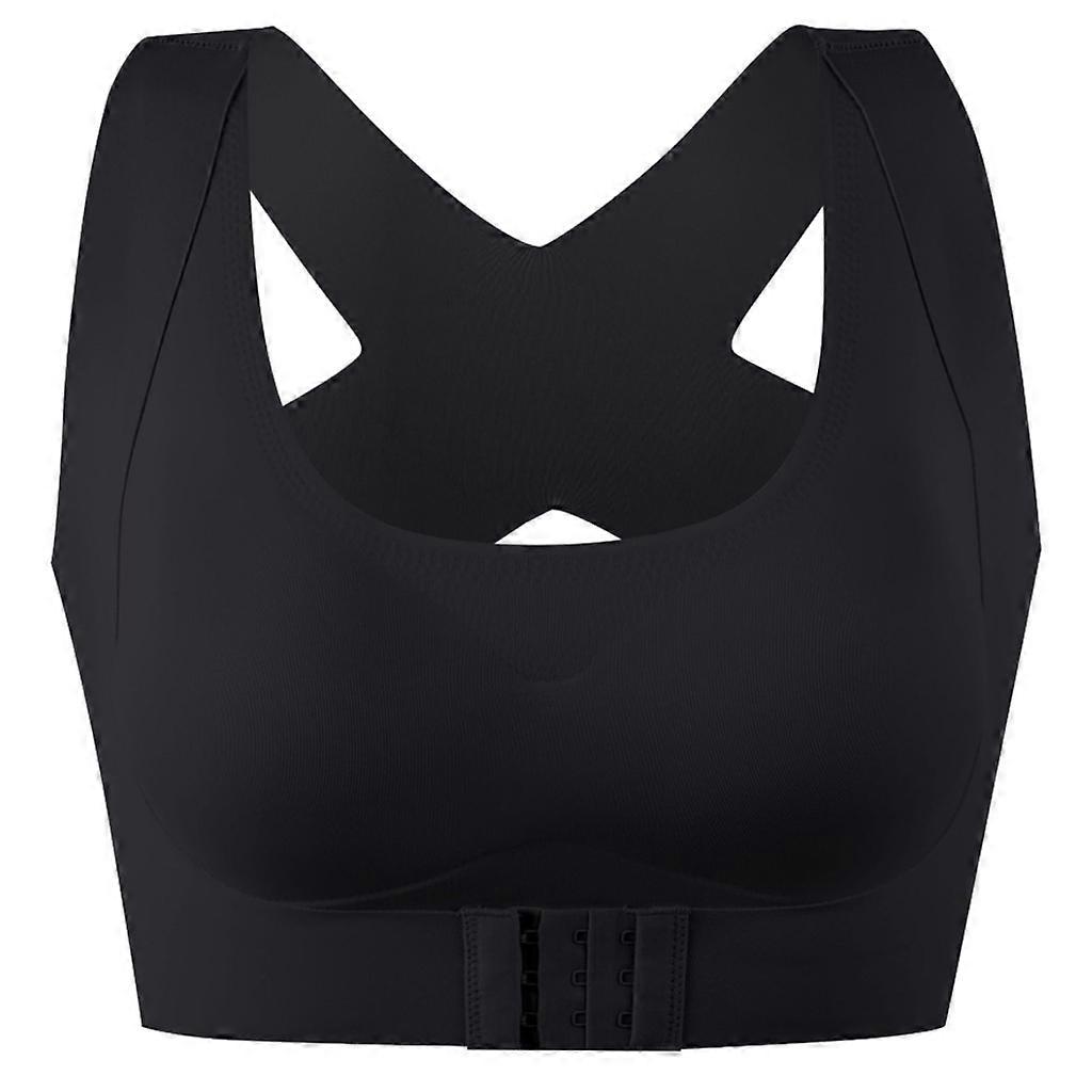 Women 2-In-1 Seamless Full Coverage Bra Underwear Front Buckle Support Push Up Bralette Criss for Cross Back Wireless Posture Corrector for Tank Top