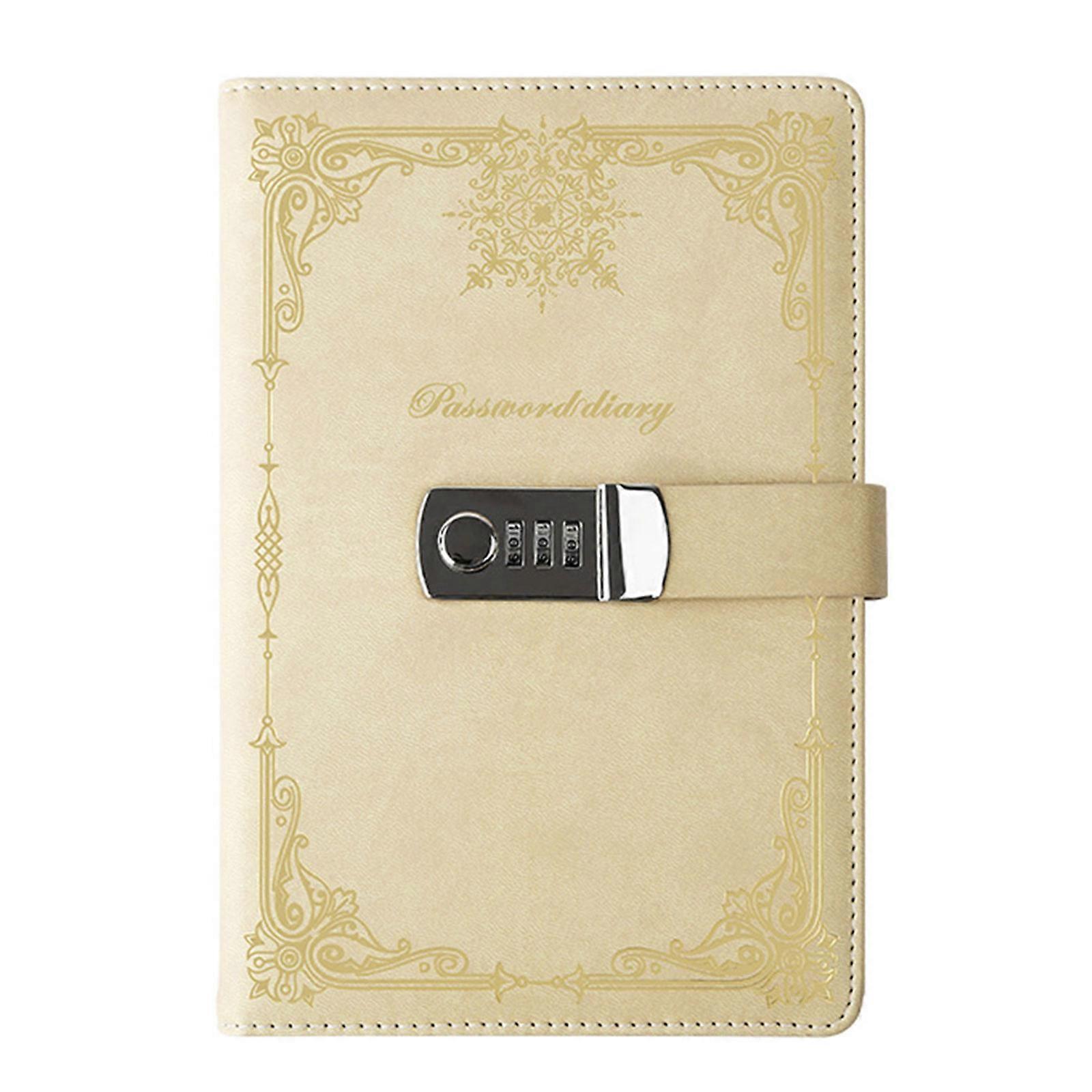 Secure Password Keeper Notebook PU Leather and Gold Foil Digital Password Journal for Students Privacy Diary yellow