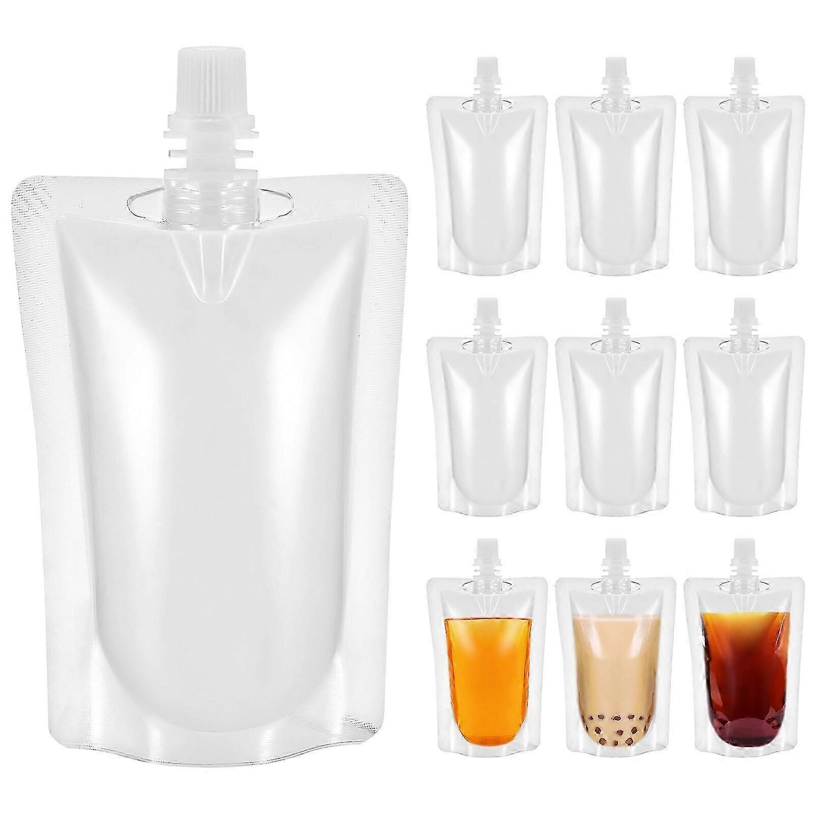 50 Pcs Transparent Beverage Flasks Standing Pouches Portable Clear Drinking Bags