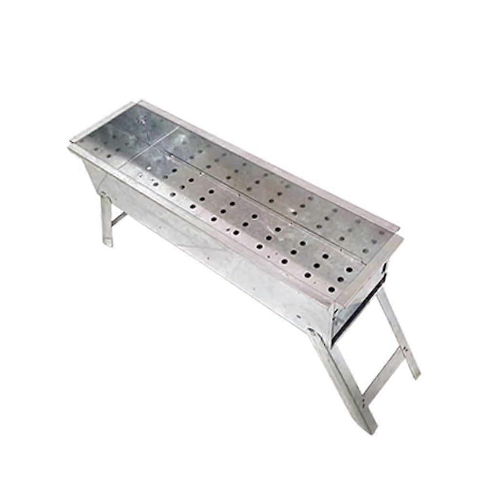 Outdoor Portable Charcoal Grill Rack - Home Barbecue Stand with Drip Tray, Light Grey, Durable Design, Easy to Assemble