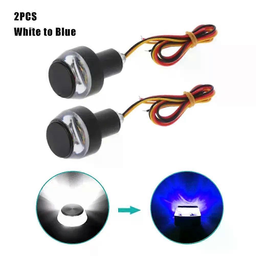 con 2pcs 12V Motorcycle LED Handlebar End Turn Signal Light White Yellow Flasher Handle Grip Bar Blinker Side Marker Lamp Lighting