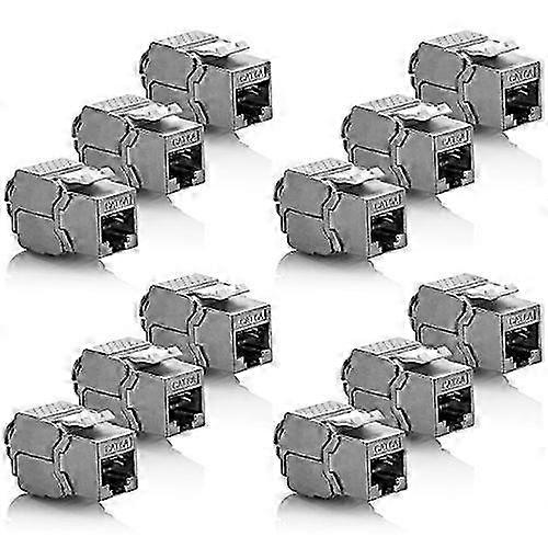 12x Shielded STP RJ45 Connector CAT 6a Jack - Snap-In Mounting Raw Cable 500Mhz 10GBit/s