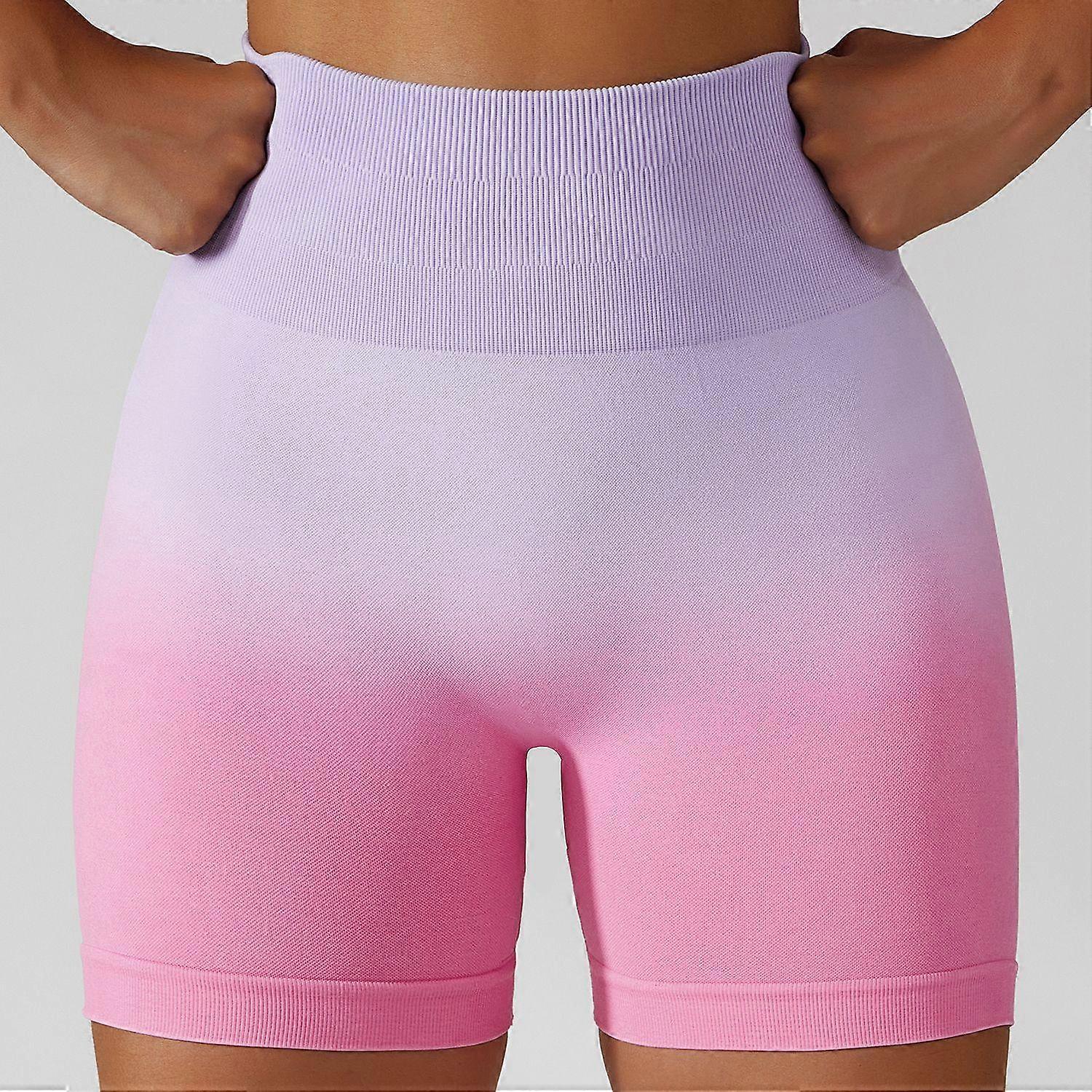 Breathable Tight Sports Shorts High Waist Stretch Elastic Fitness Pants Casual Slim Trousers Gradient Seamless Yoga Shorts 22290