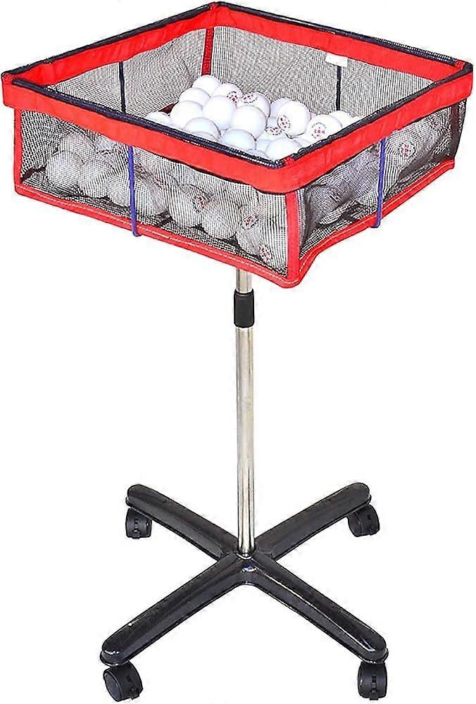 Professional Multiball Storage Rack with Mesh Cover, Height Adjustable Table Tennis Training Equipment